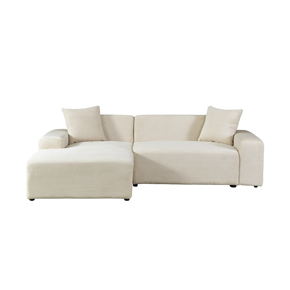 HOME DELUXE Ecksofa AMELIO Cord Beige Rechts - 240 x 178 cm 