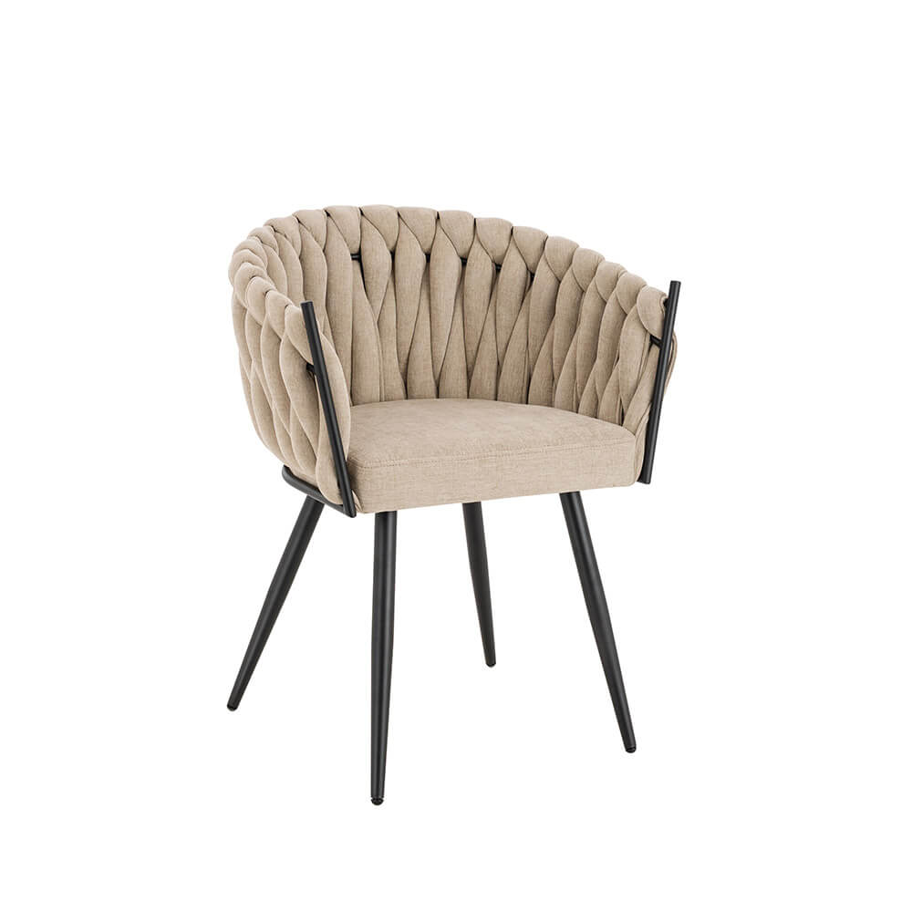 HOME DELUXE Esszimmerstuhl gewebt AYLA - 8er Set Beige 