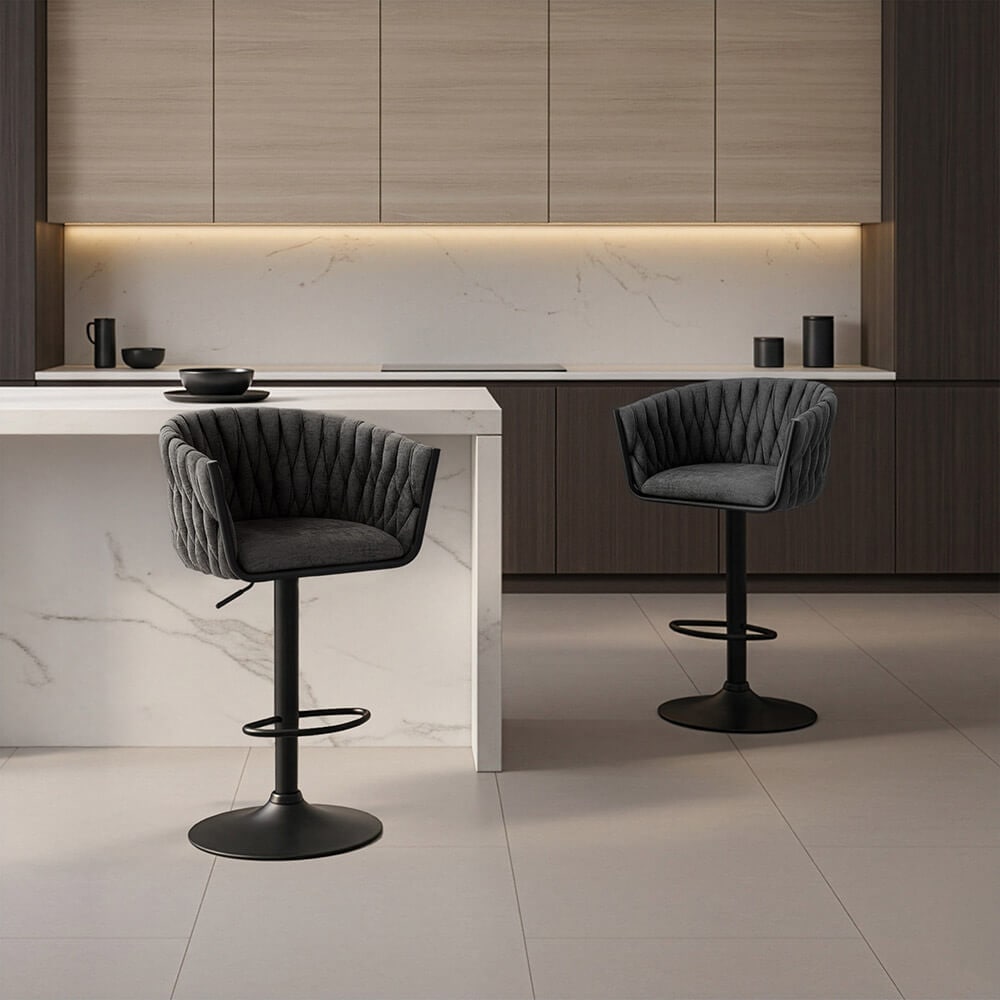 HOME DELUXE Barhocker h&ouml;henverstellbar gewebt SAMIR - 1er Set Dunkelgrau 