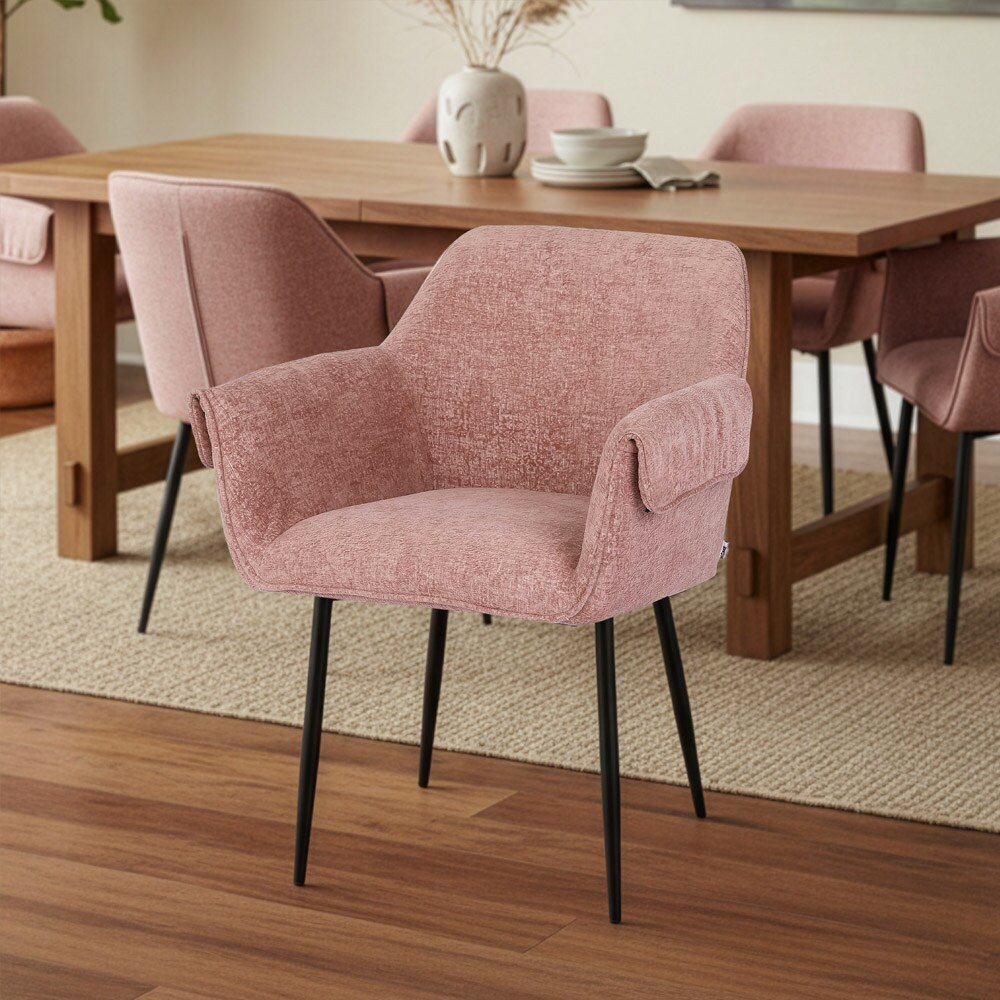 HOME DELUXE Esszimmerstuhl chenille CHENO - 2er Set Rosa 