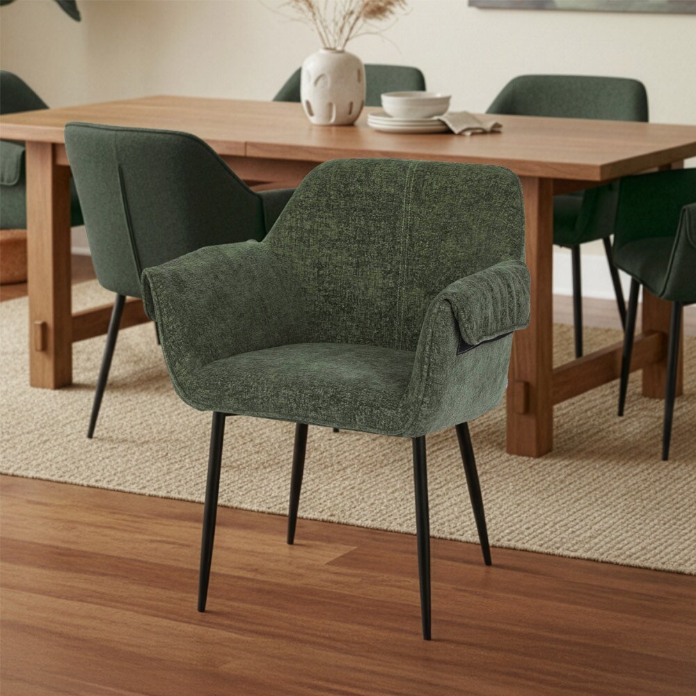 HOME DELUXE Esszimmerstuhl chenille CHENO - 5er Set Gr&uuml;n 