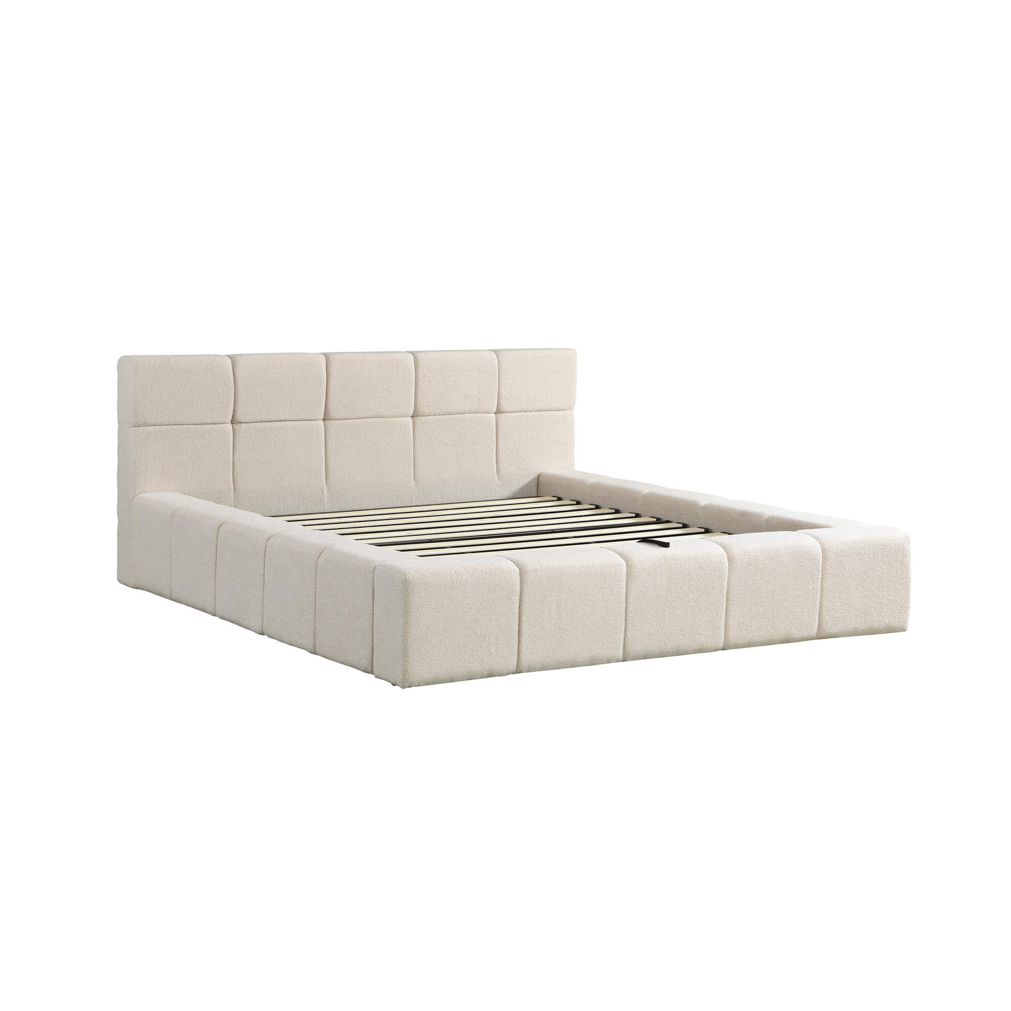 HOME DELUXE LED Bett aus Teddy-Stoff inkl. Stauraum GALA &ndash; Beige, 140 x 200 cm 