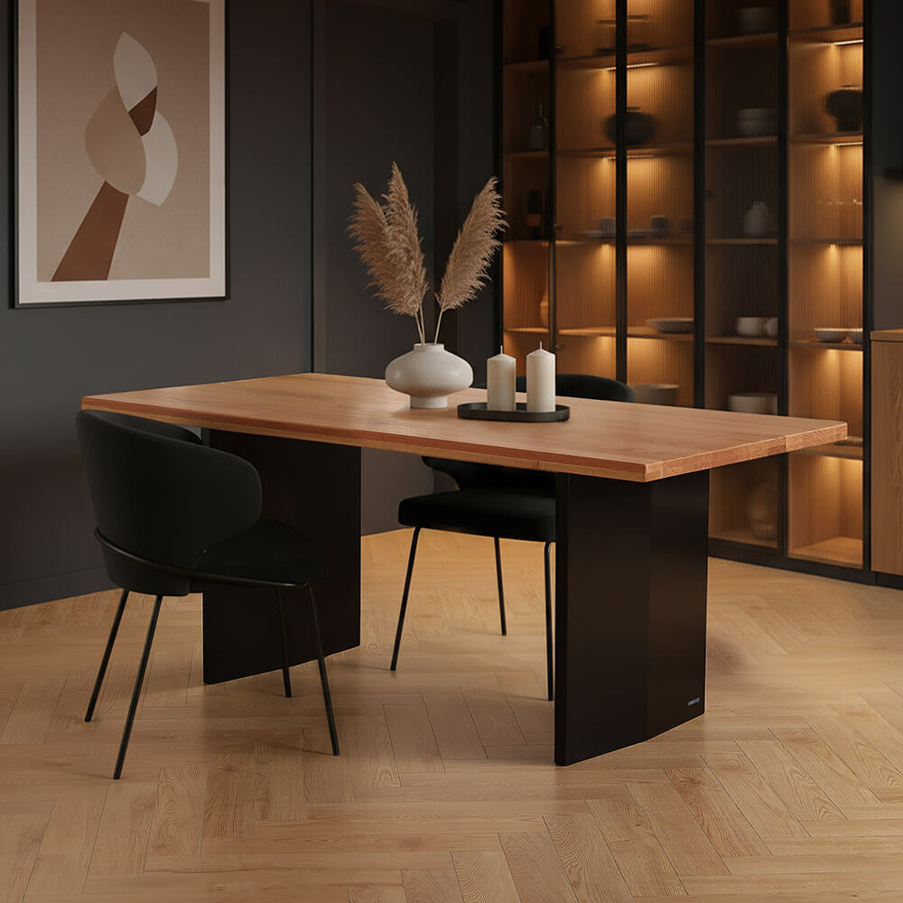 HOME DELUXE Esstisch Eiche ge&ouml;lt DOMELA Schwarz - 180 x 90 cm 