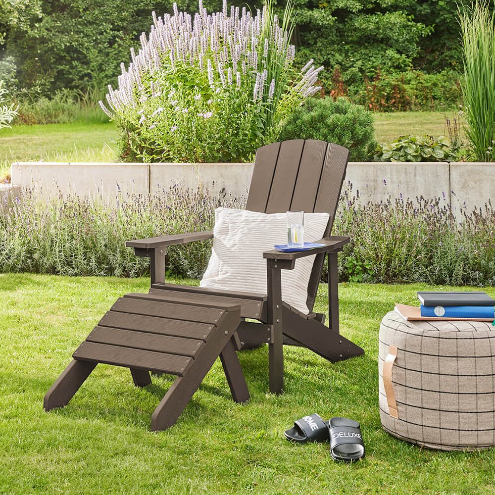 HOME DELUXE Gartenstuhl FAREA inkl. Hocker &ndash; Schwarz- Braun 