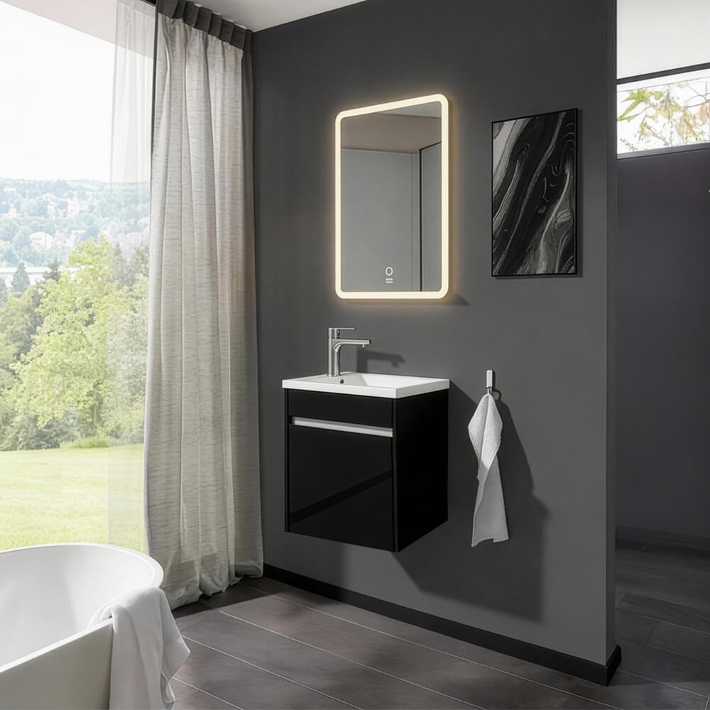 HOME DELUXE Badm&ouml;bel Komplettset BORKUM &ndash; Schwarz 