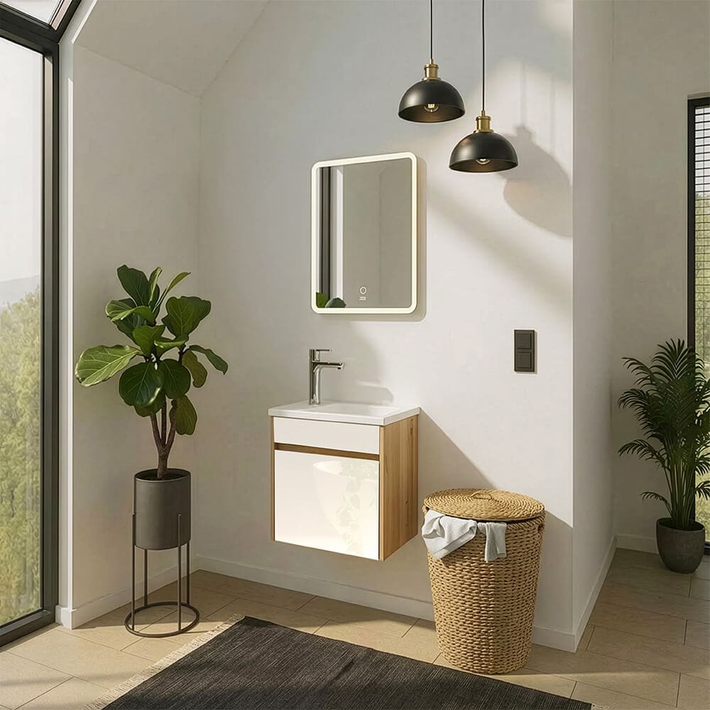 HOME DELUXE Badm&ouml;bel Komplettset BORKUM &ndash; Wei&szlig;/Eiche 