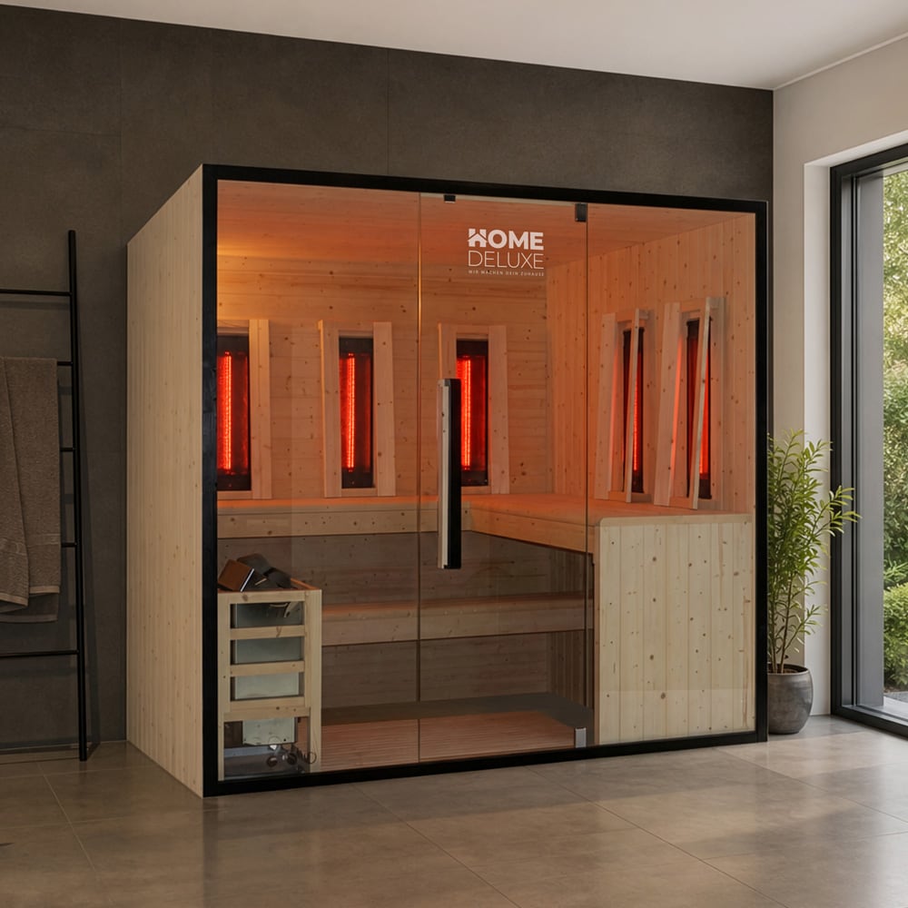 Kombisauna EVEREST - 200 x 190 cm f&uuml;r 5-6 Personen 