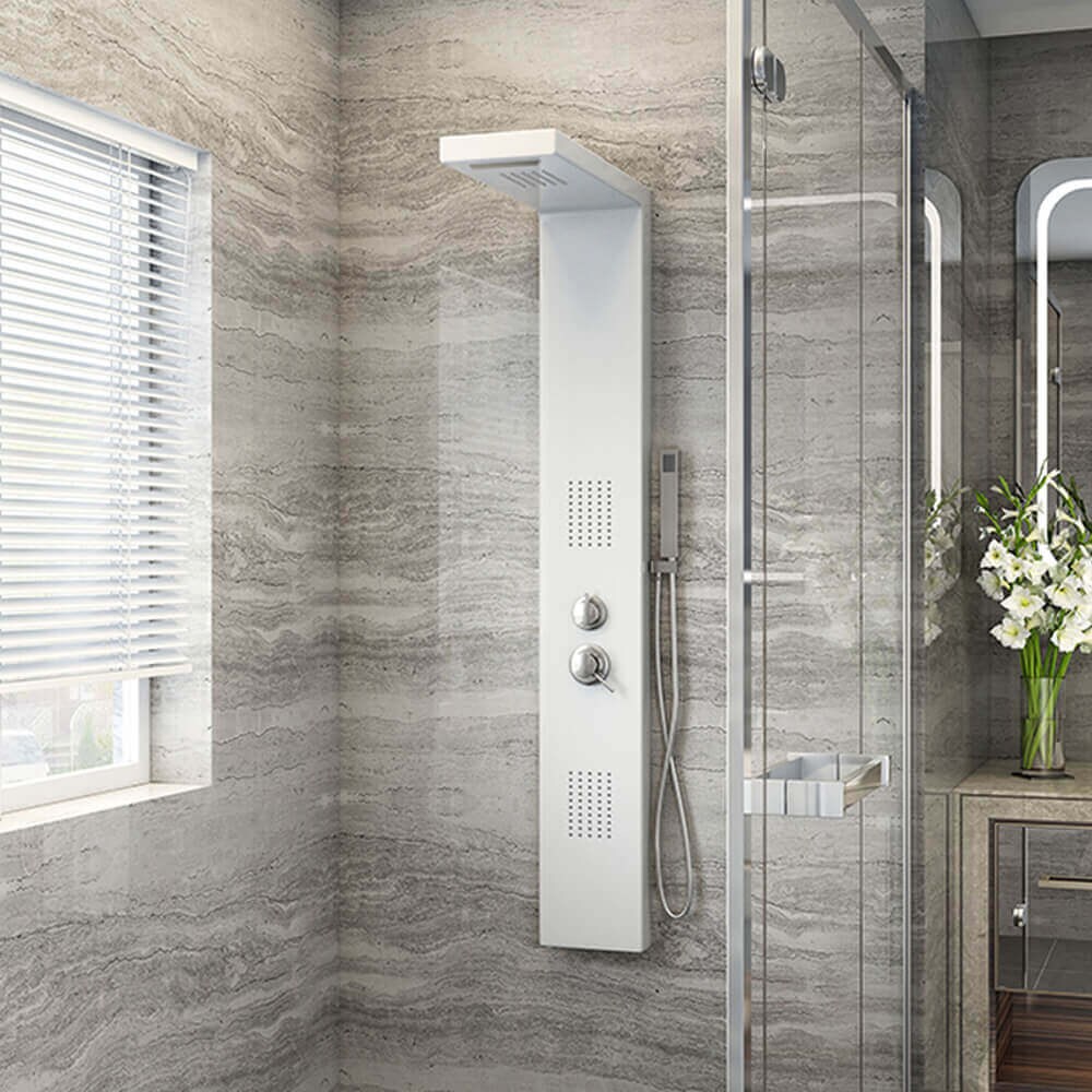 HOME DELUXE Duschpaneel mit Regendusche CASCATA – Weiß