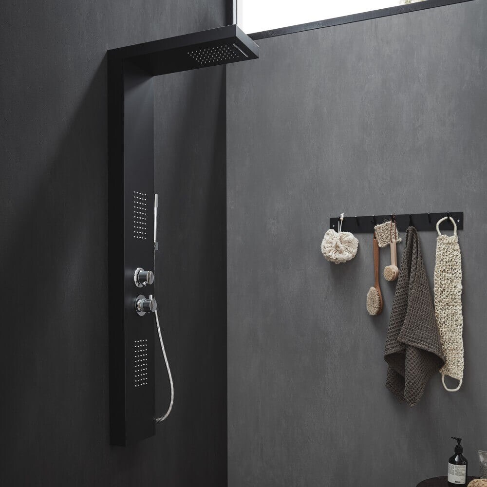 HOME DELUXE Duschpaneel mit Regendusche CASCATA – Schwarz