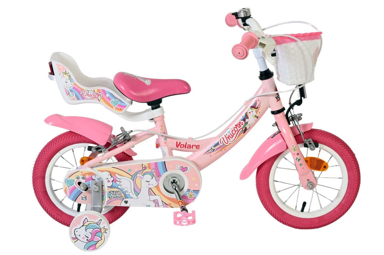 VOLARE Kinderfahrrad  Unicorn 12 Zoll ohne R&uuml;cktrittbremse, rosa 