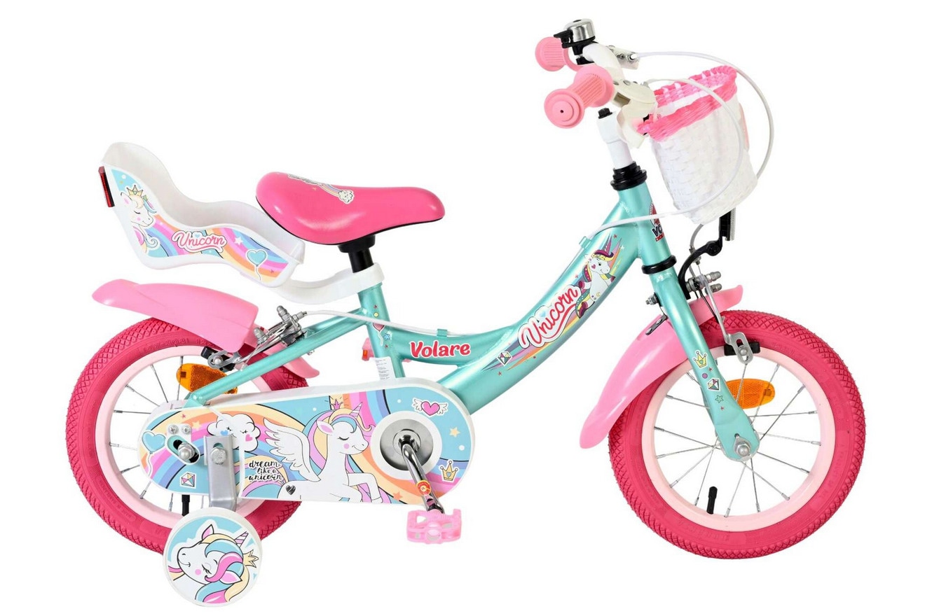 VOLARE Kinderfahrrad  Unicorn 12 Zoll ohne R&uuml;cktrittbremse, gr&uuml;n 