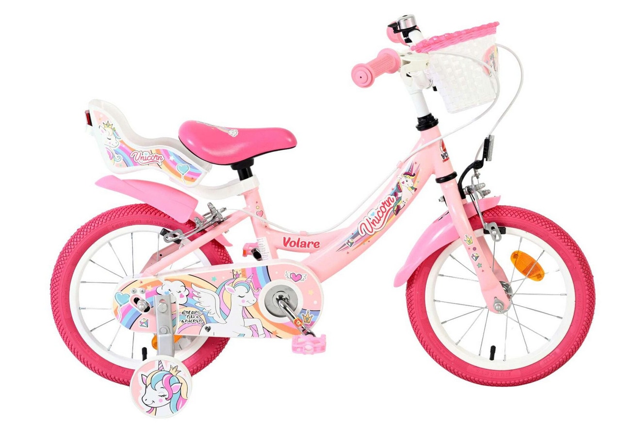 VOLARE Kinderfahrrad  Unicorn 14 Zoll ohne R&uuml;cktrittbremse, rosa 