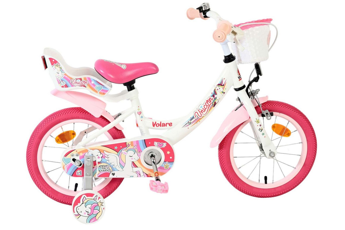 VOLARE Kinderfahrrad  Unicorn 14 Zoll, wei&szlig; 