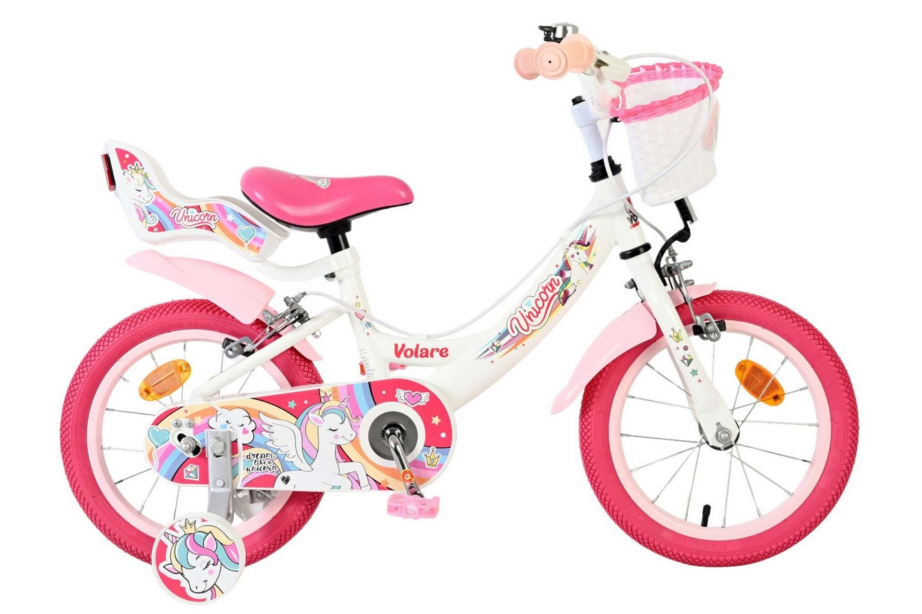 VOLARE Kinderfahrrad  Unicorn 14 Zoll ohne R&uuml;cktrittbremse, wei&szlig; 