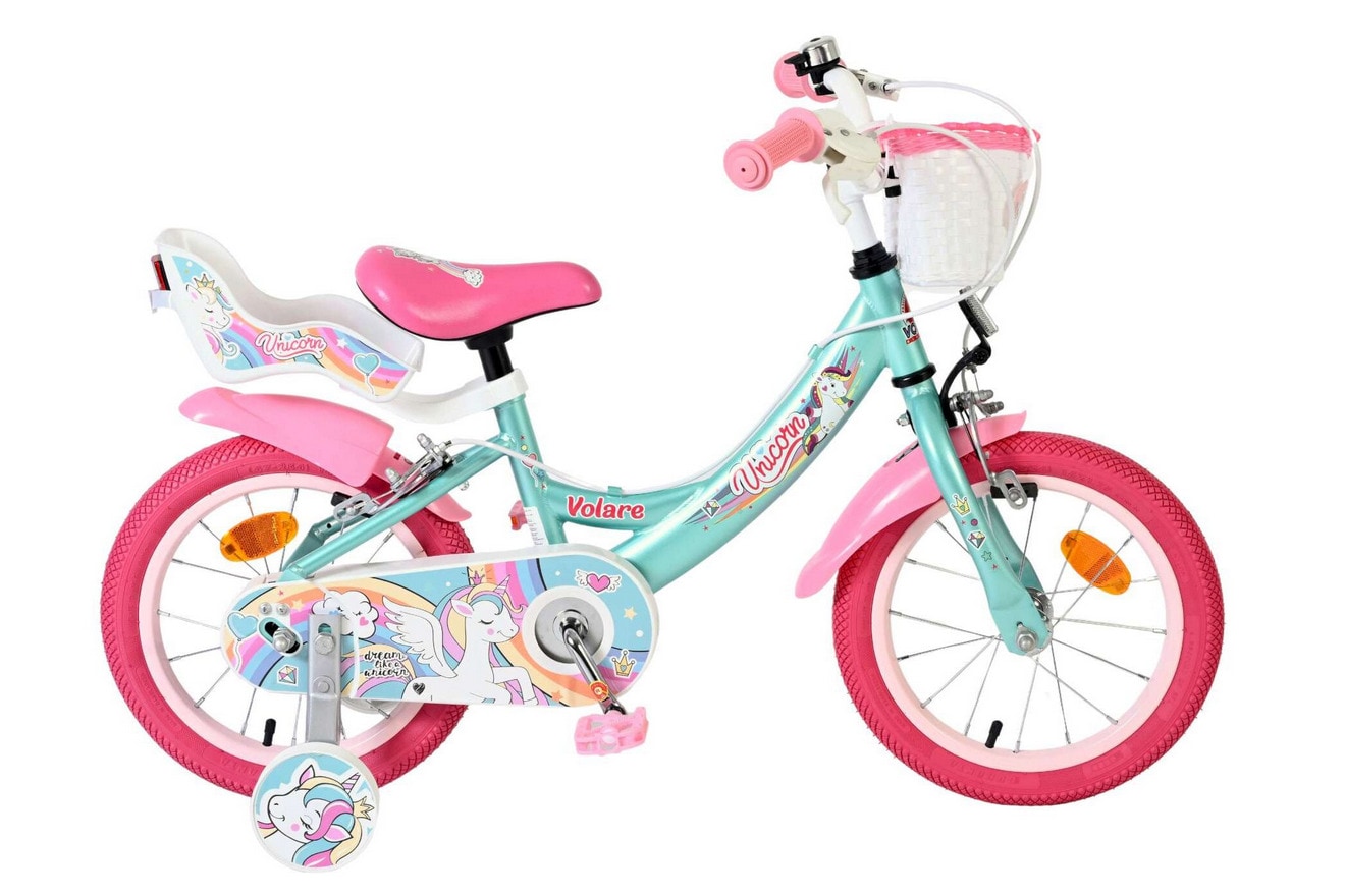 VOLARE Kinderfahrrad  Unicorn 14 Zoll ohne R&uuml;cktrittbremse, gr&uuml;n 