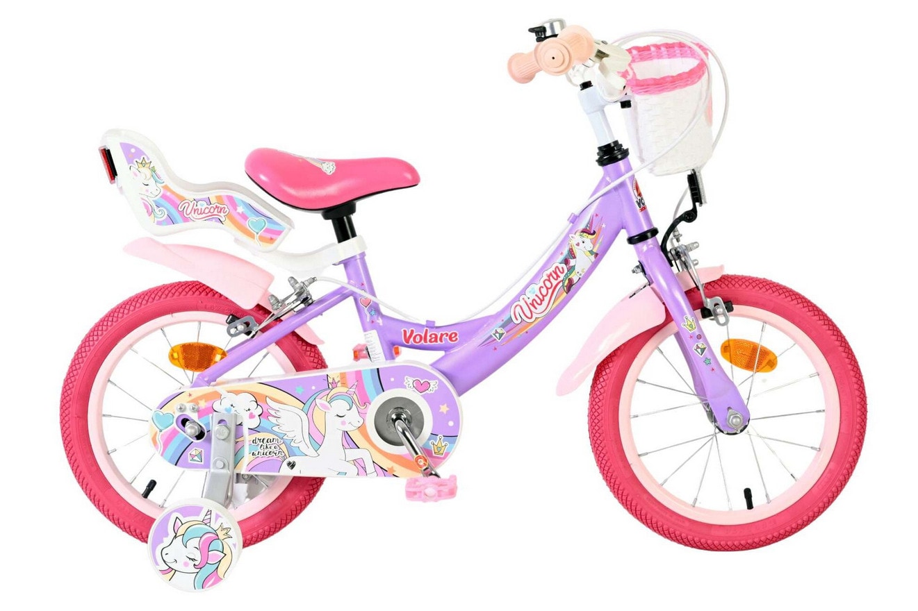 VOLARE Kinderfahrrad  Unicorn 14 Zoll ohne R&uuml;cktrittbremse, lila 