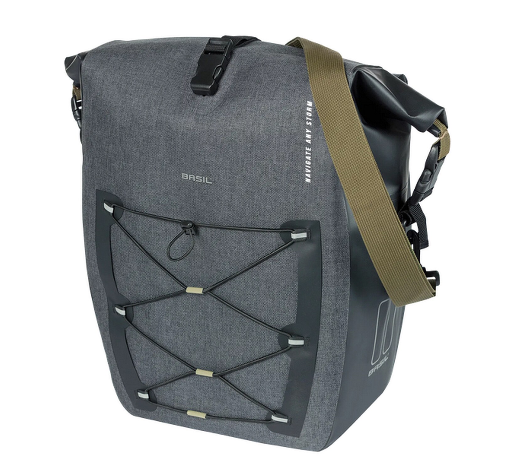 BASIL Gepäckträger-Tasche "Navigator Storm MIK Studs L", grau