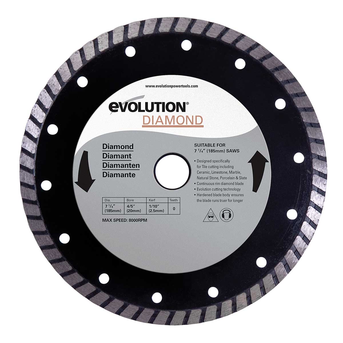 EVOLUTION S&auml;geblatt 185mm (7-14"") Diamantscheibe 