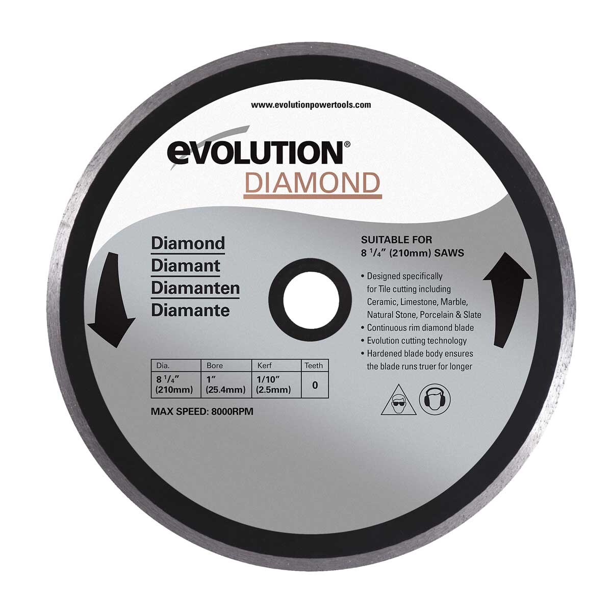 EVOLUTION Sägeblatt 210mm (7-14"") Diamantscheibe