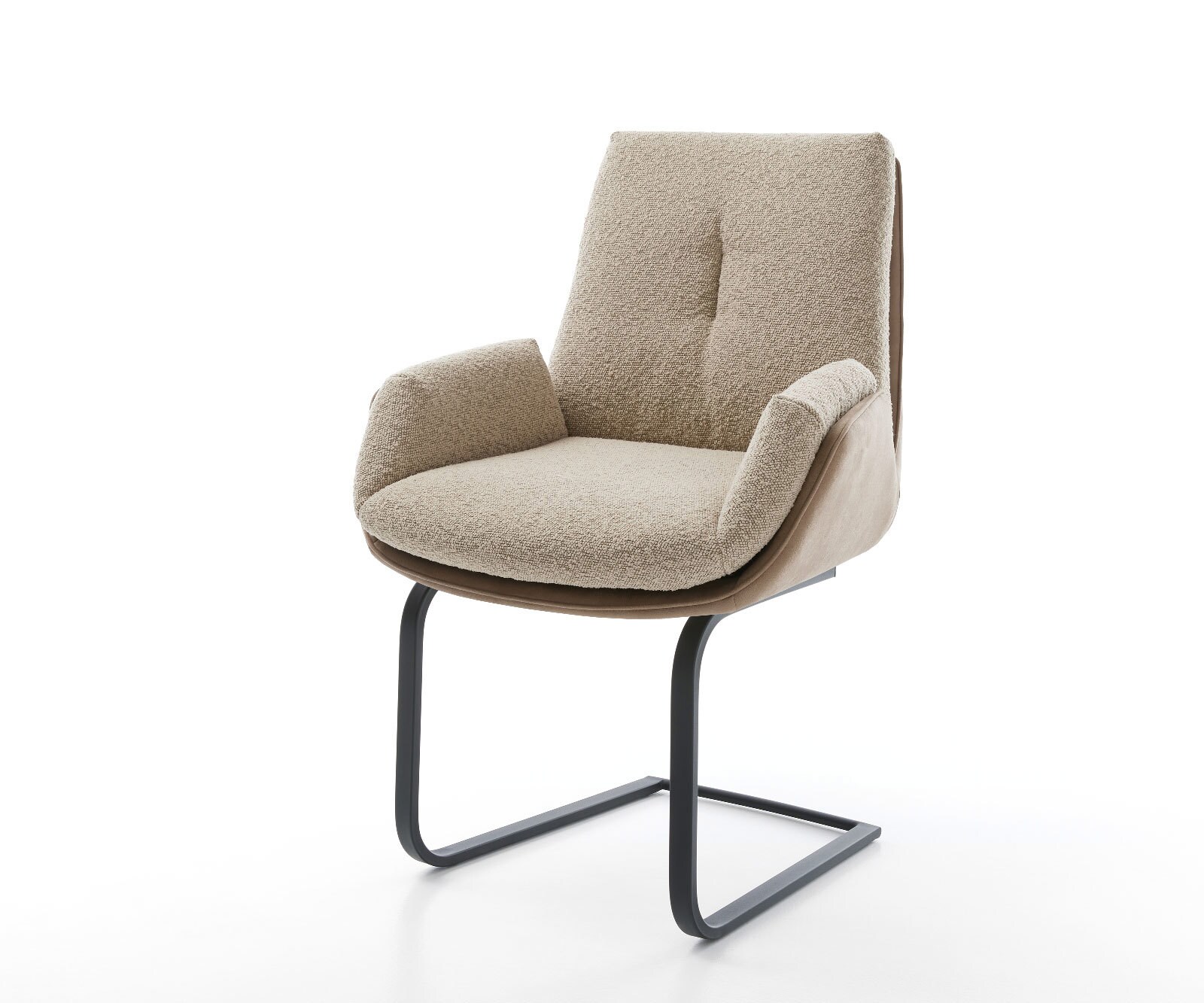 Schwingstuhl Clea-Flex Freischwinger flach Schwarz Materialmix Schlamm 