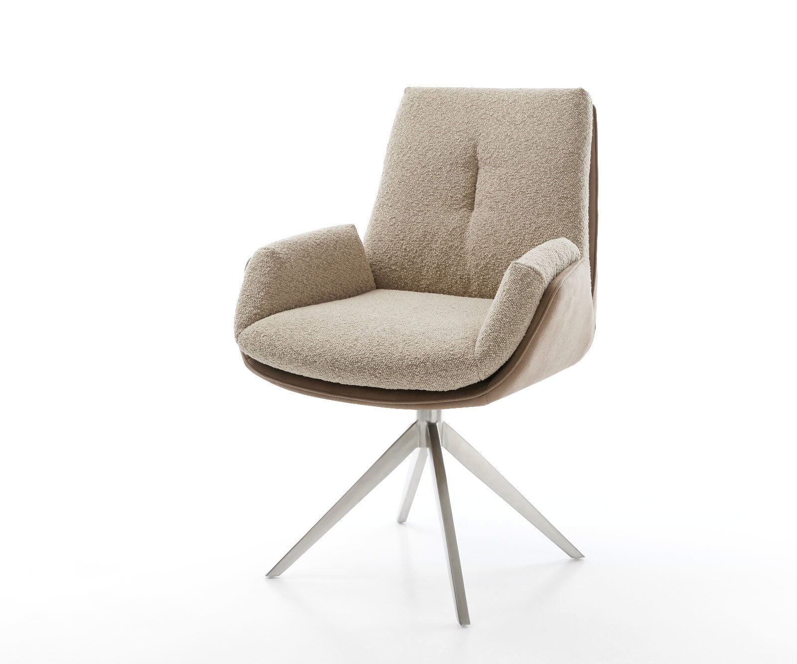 Esszimmerstuhl Clea-Flex Kreuzgestell breit Edelstahl Materialmix Schlamm 360&deg; drehbar 