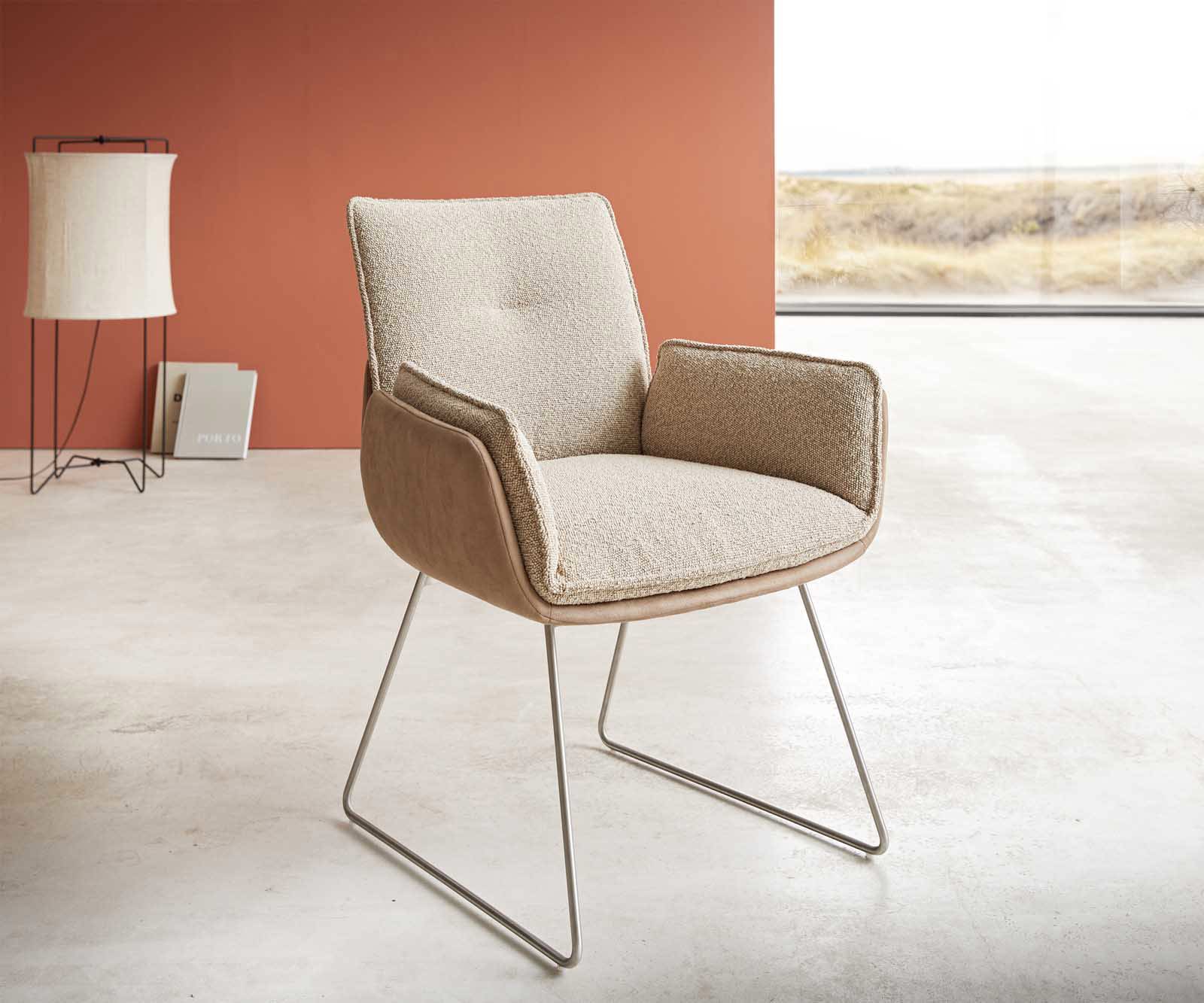 Polsterstuhl Nela-Flex Kufengestell Edelstahl Materialmix Schlamm 