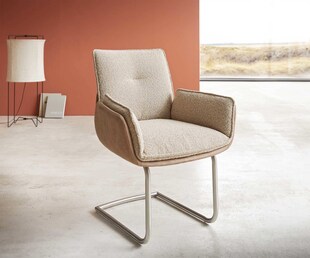 Schwingstuhl Nela-Flex Freischwinger rund Edelstahl Materialmix Schlamm 