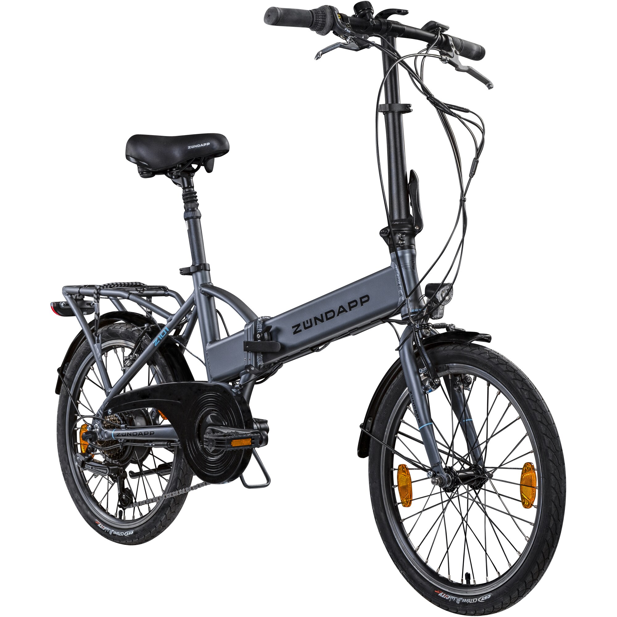 Z&uuml;ndapp Z101 20 Zoll Elektro Klapprad f&uuml;r Erwachsene 150 - 180 cm 6 Gang E Klappfahrrad E Bike Faltrad Pedelec StVZO silber 