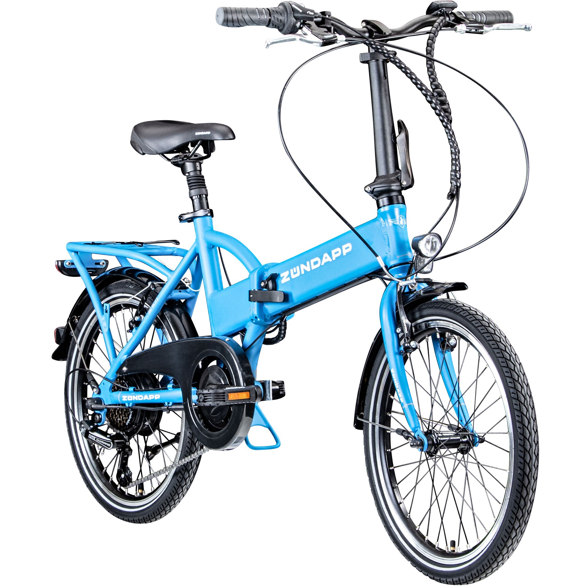 Z&uuml;ndapp Z101 20 Zoll Elektro Klapprad f&uuml;r Erwachsene 150 - 180 cm 6 Gang E Klappfahrrad E Bike Faltrad Pedelec StVZO sky blau 