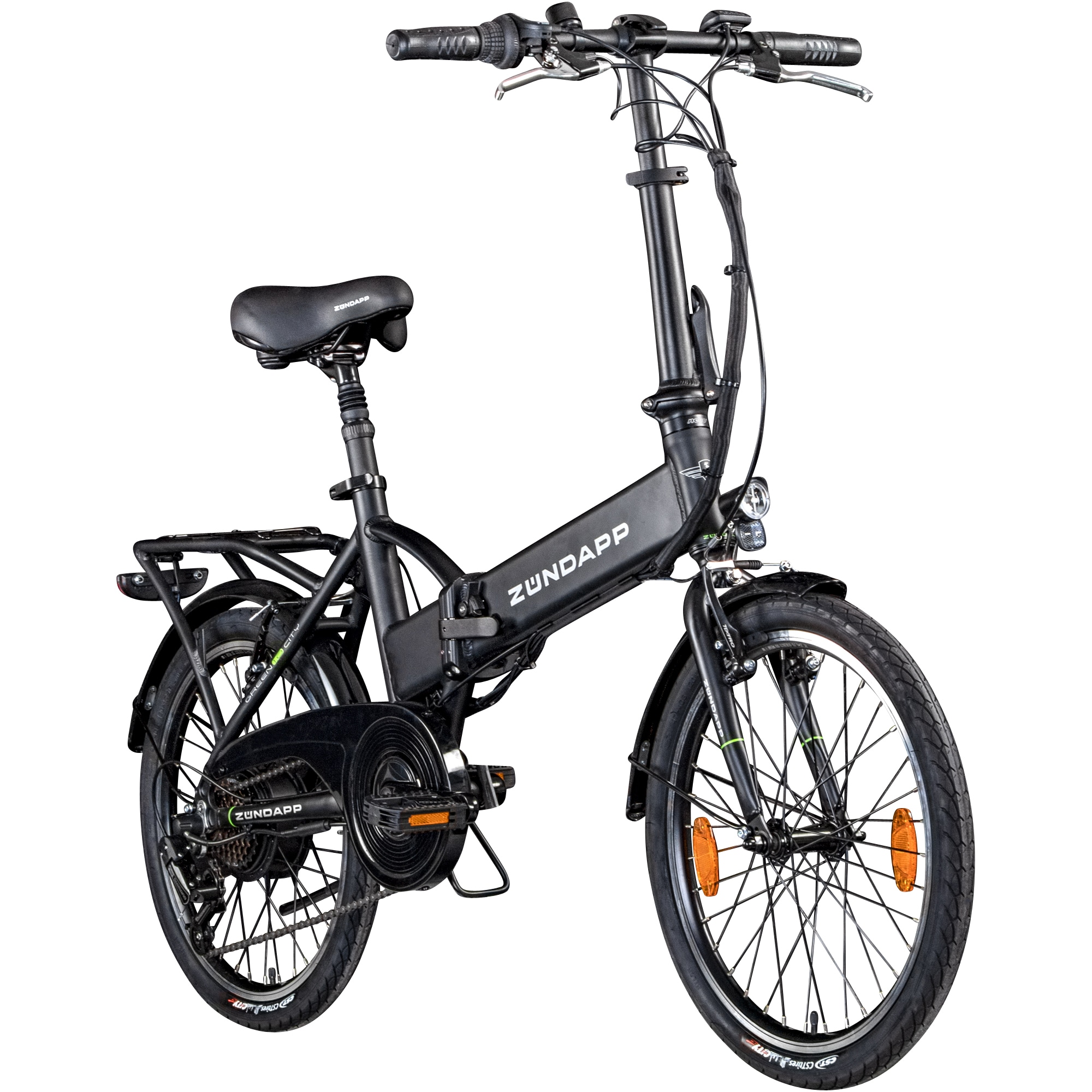 Z&uuml;ndapp Z101 20 Zoll Elektro Klapprad f&uuml;r Erwachsene 150 - 180 cm 6 Gang E Klappfahrrad E Bike Faltrad Pedelec StVZO schwarz 