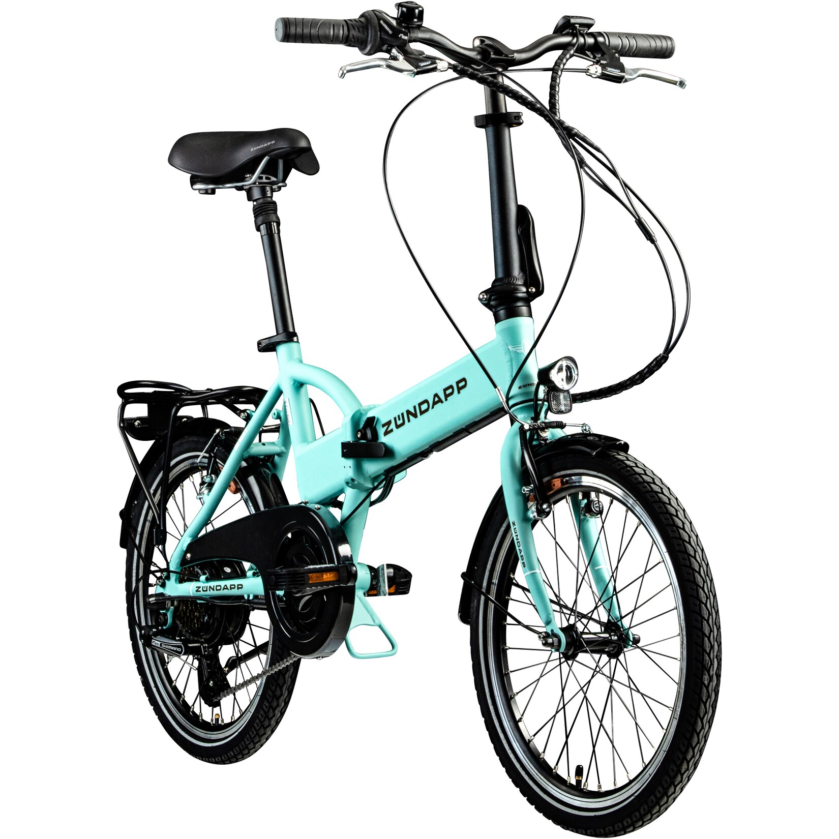 Z101 20 Zoll Elektro Klapprad für Erwachsene 150 - 180 cm 6 Gang E Klappfahrrad E Bike Faltrad Pedelec StVZO hellgrün