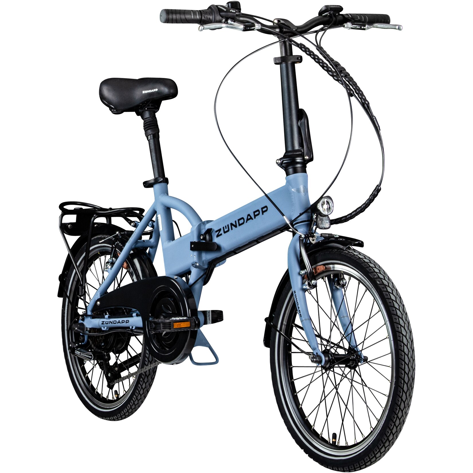 Z101 20 Zoll Elektro Klapprad für Erwachsene 150 - 180 cm 6 Gang E Klappfahrrad E Bike Faltrad Pedelec StVZO hellblau