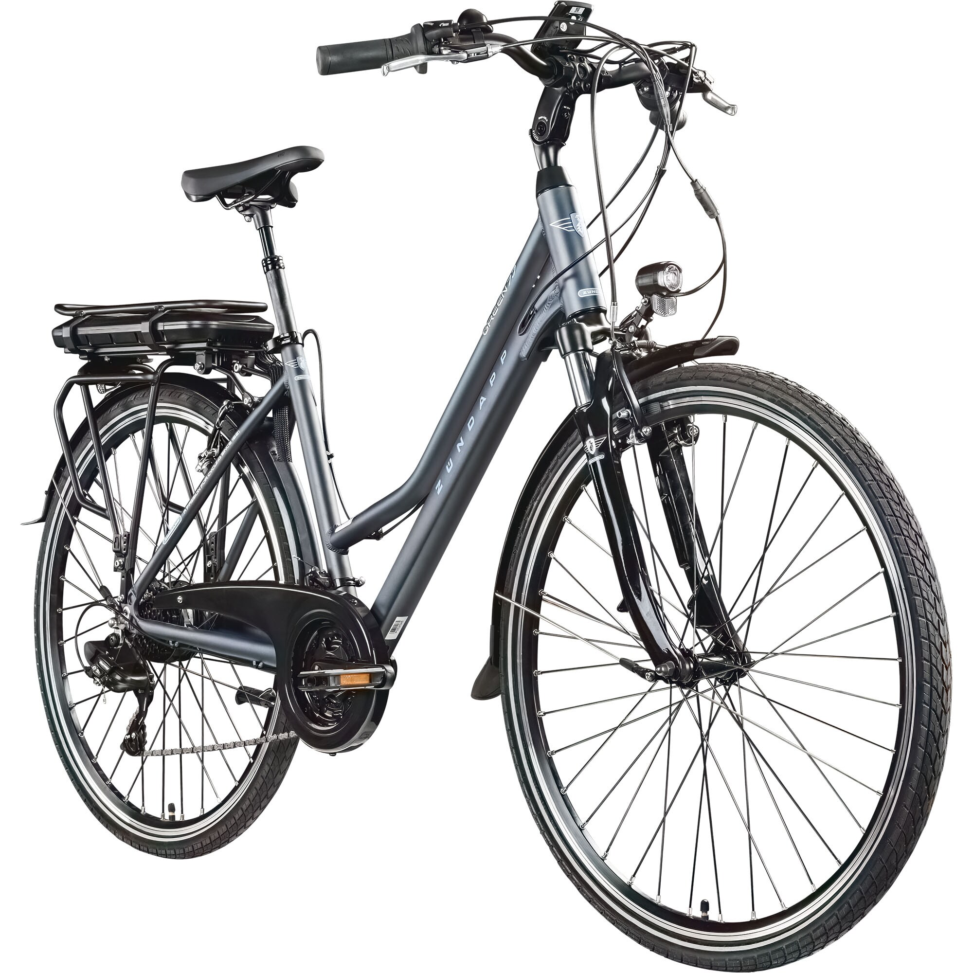 Z&uuml;ndapp Green 7.7 E Bike Damen Trekkingrad 28 Zoll 155 - 185 cm mit 21 G&auml;ngen 
