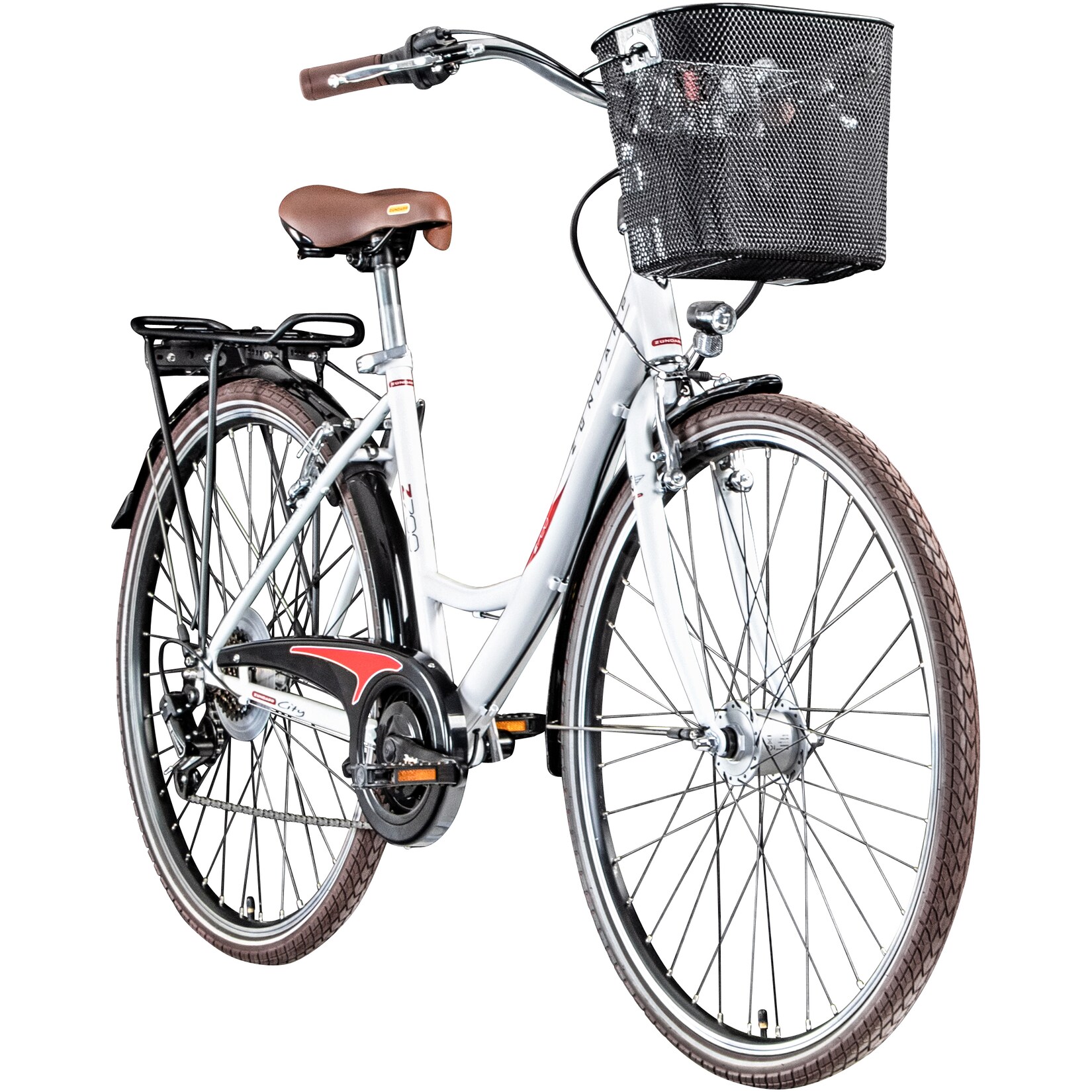 Z700 Damenfahrrad 28 Zoll Fahrrad für Damen und Herren ab 150 cm weiß/rot 46 cm