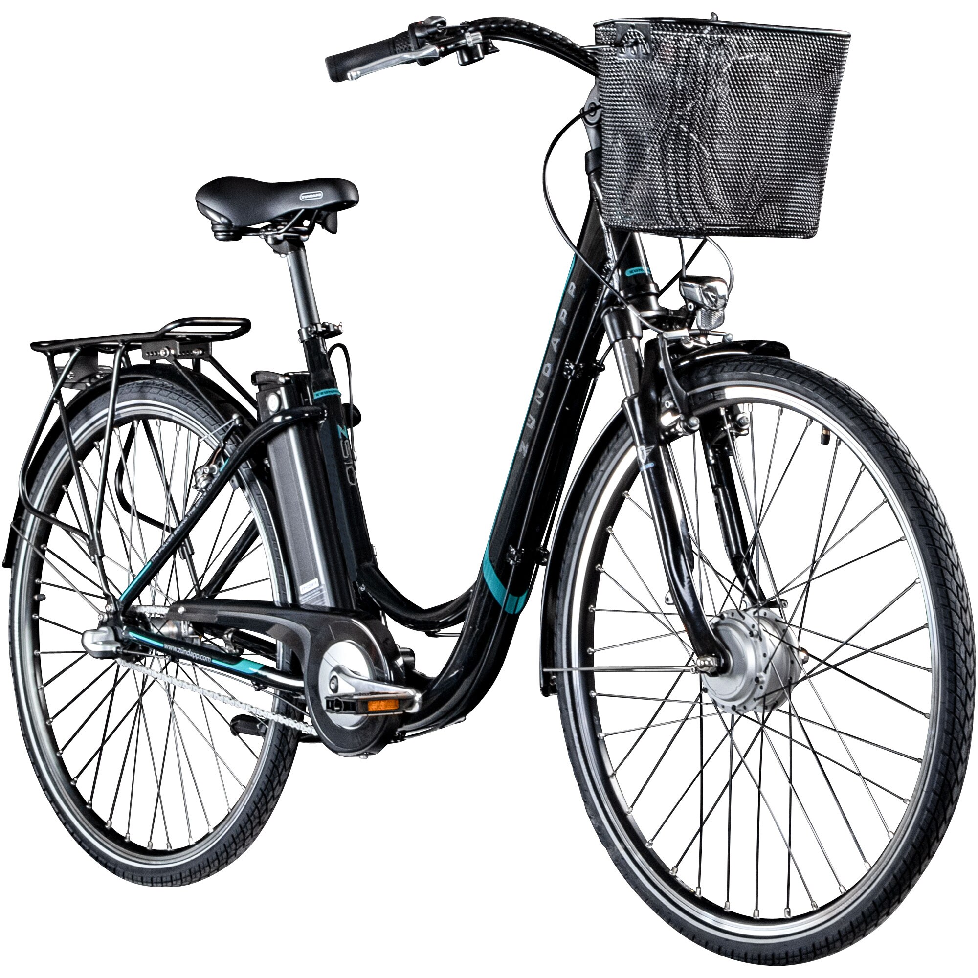 Z&uuml;ndapp Z510 E Bike 28 Zoll Damenfahrrad ab 155 cm mit 3 Gang Nabenschaltung und R&uuml;cktrittbremse schwarz/t&uuml;rkis 