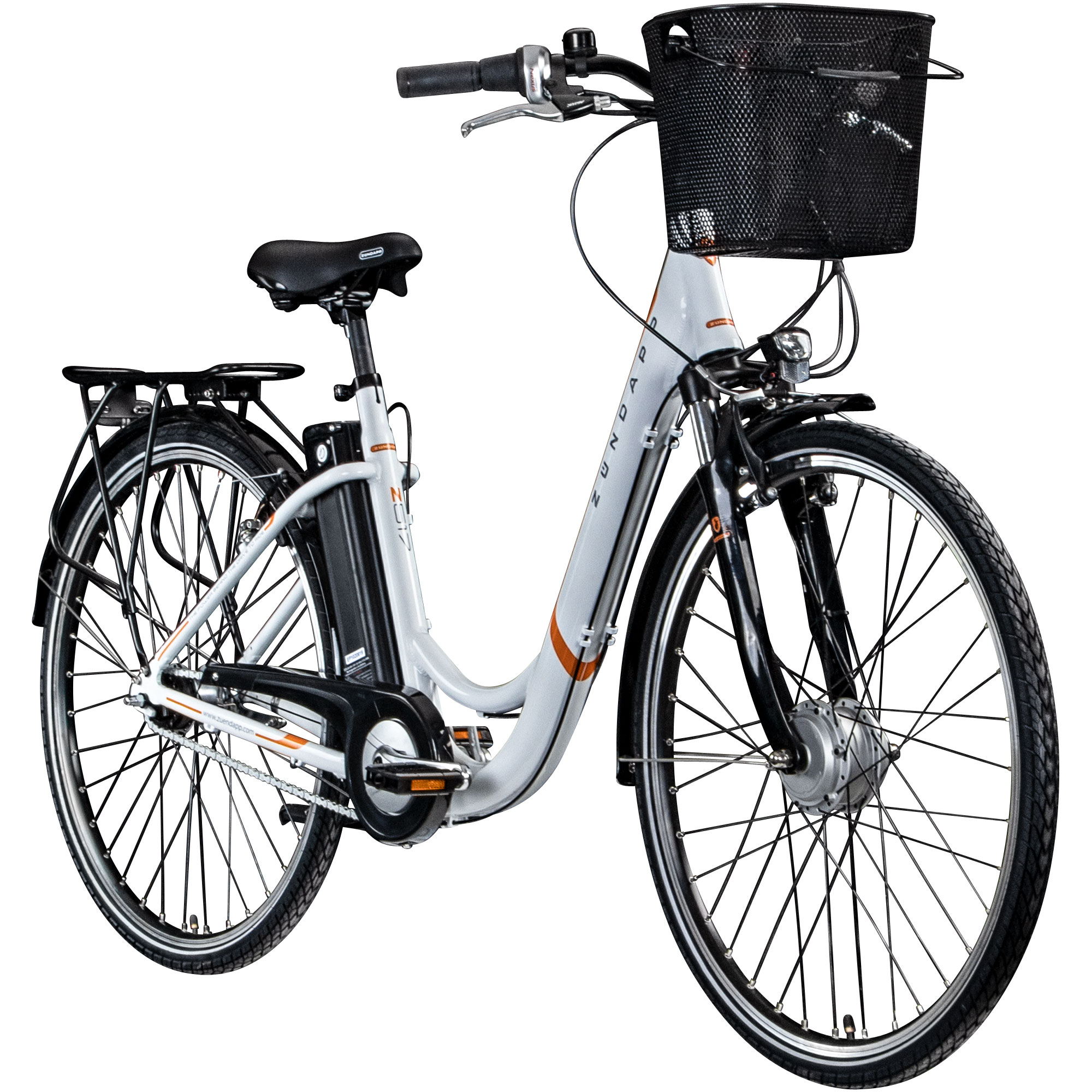 Z&uuml;ndapp Z517 E Bike Damenfahrrad 28 Zoll wei&szlig;/orange 