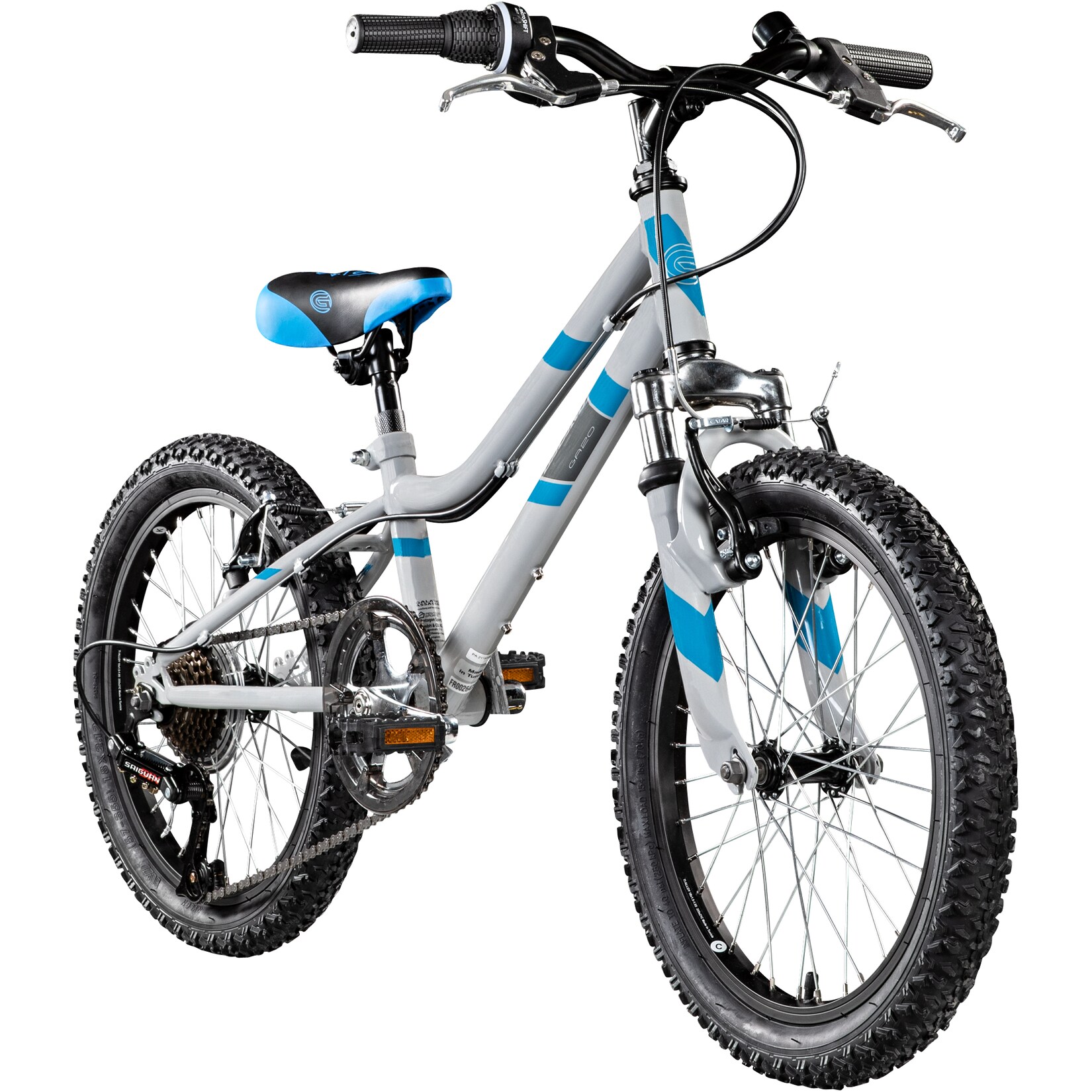 GA20 Kinderfahrrad 18 Zoll ab 5 Jahre 115 - 130 cm Mädchen Jungen Fahrrad Mountainbike grau/blau