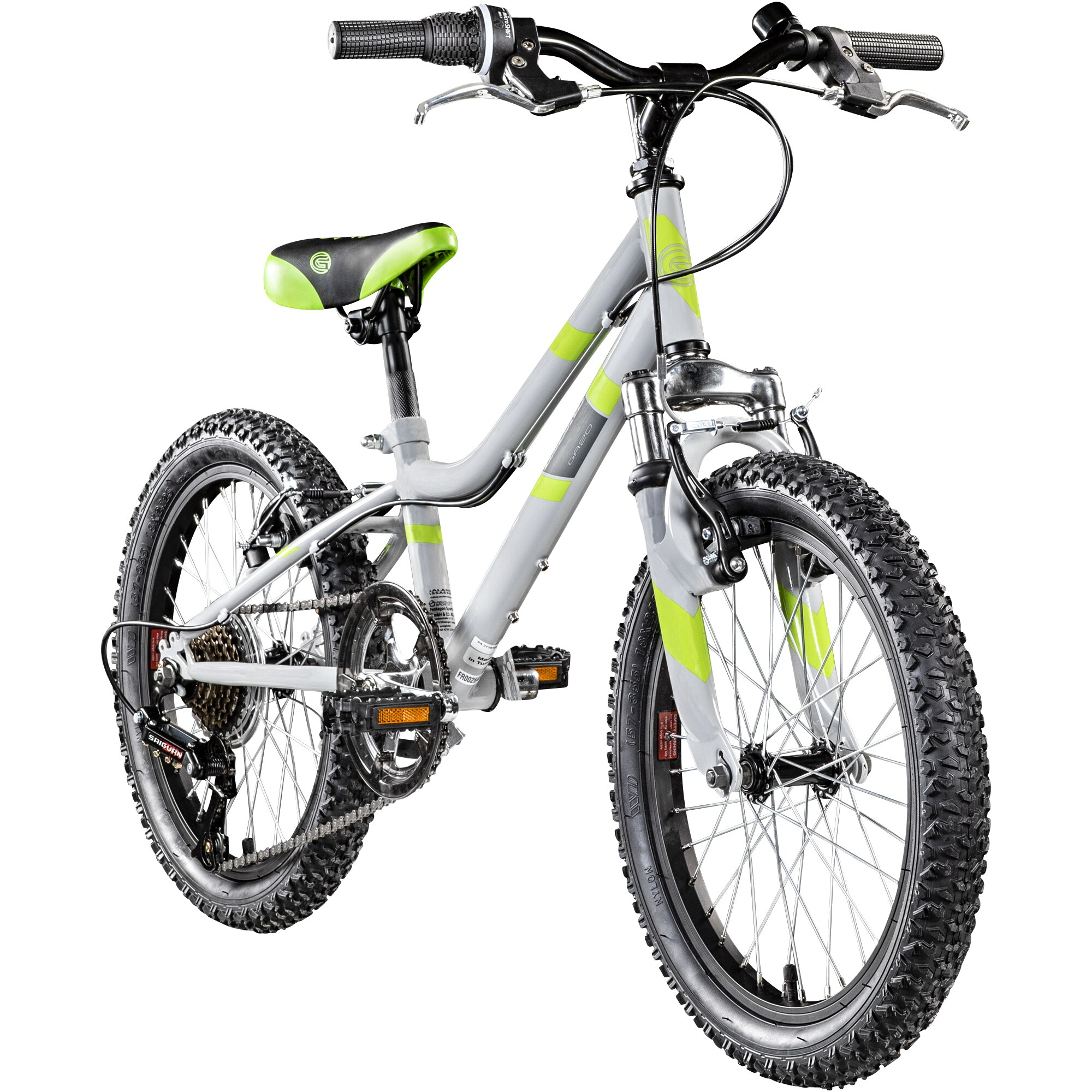 Galano GA20 Kinderfahrrad 18 Zoll ab 5 Jahre 115 - 130 cm M&auml;dchen Jungen Fahrrad Mountainbike grau/gr&uuml;n 