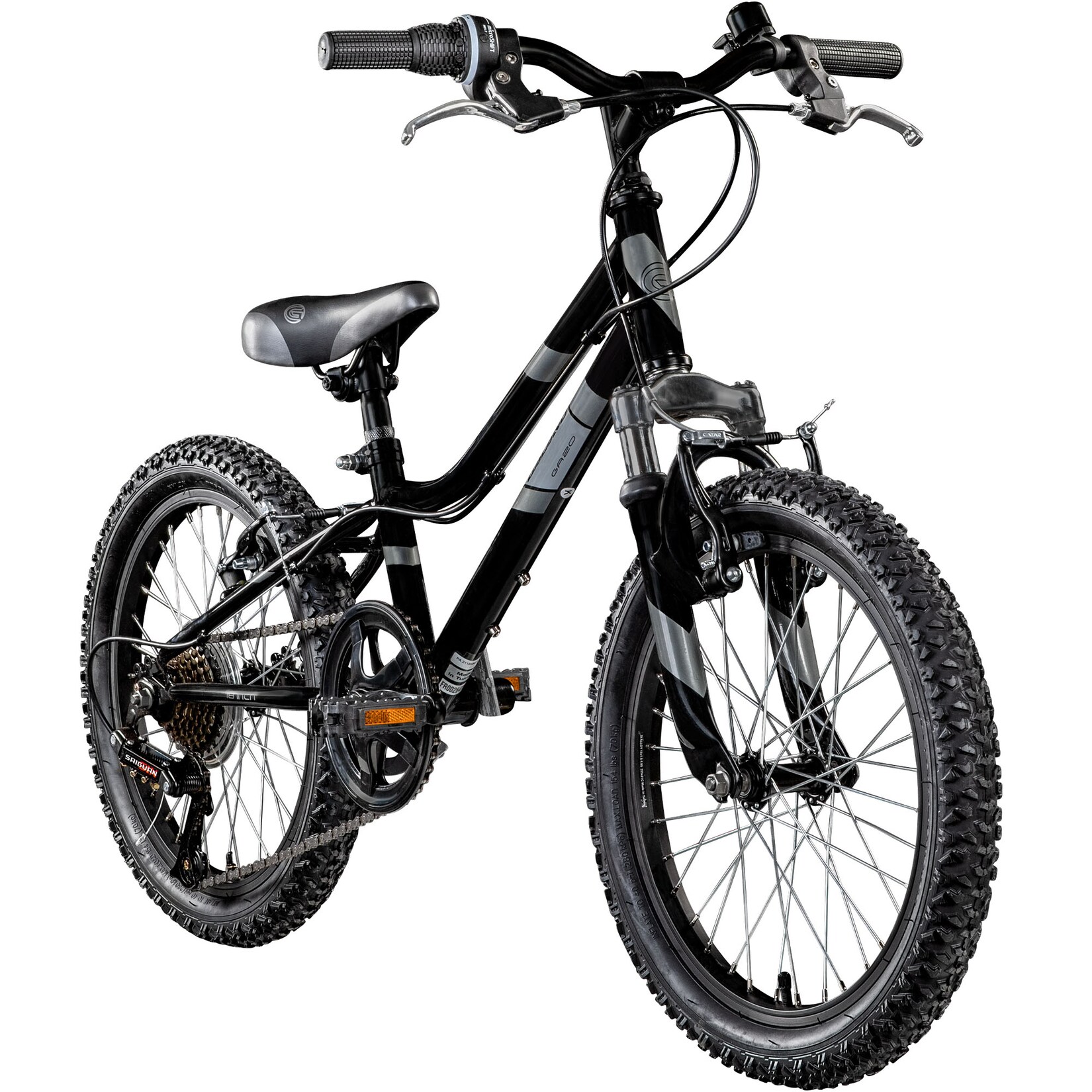 GA20 Kinderfahrrad 18 Zoll ab 5 Jahre 115 - 130 cm Mädchen Jungen Fahrrad Mountainbike schwarz/grau