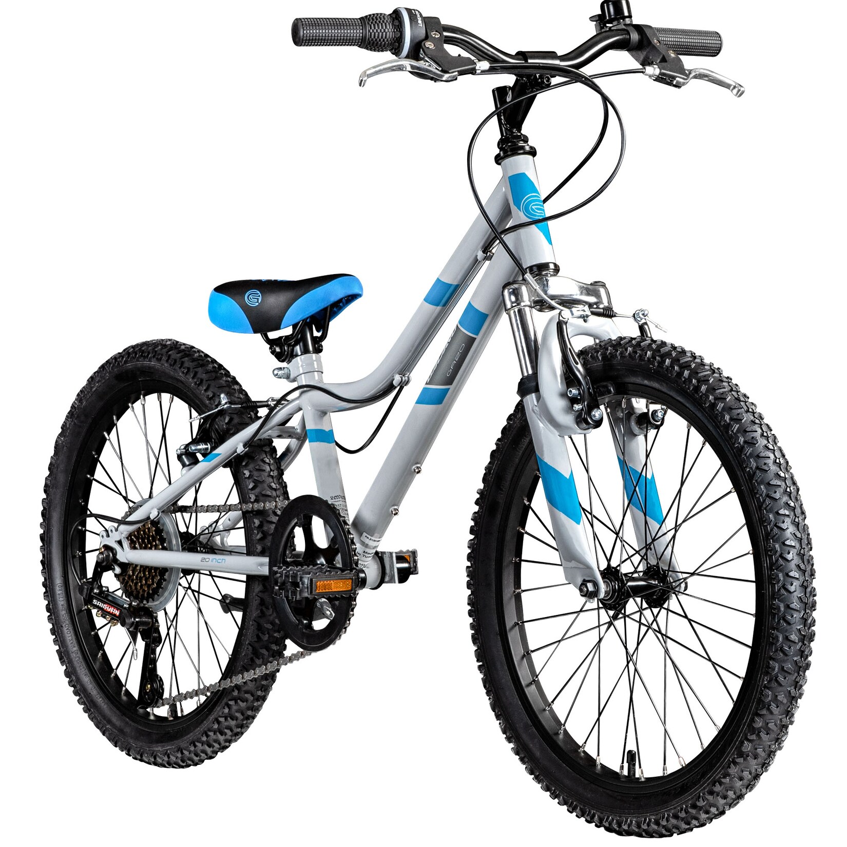 GA20 Kinderfahrrad 20 Zoll ab 5 Jahre 120 - 135 cm Mädchen Jungen Fahrrad grau/blau