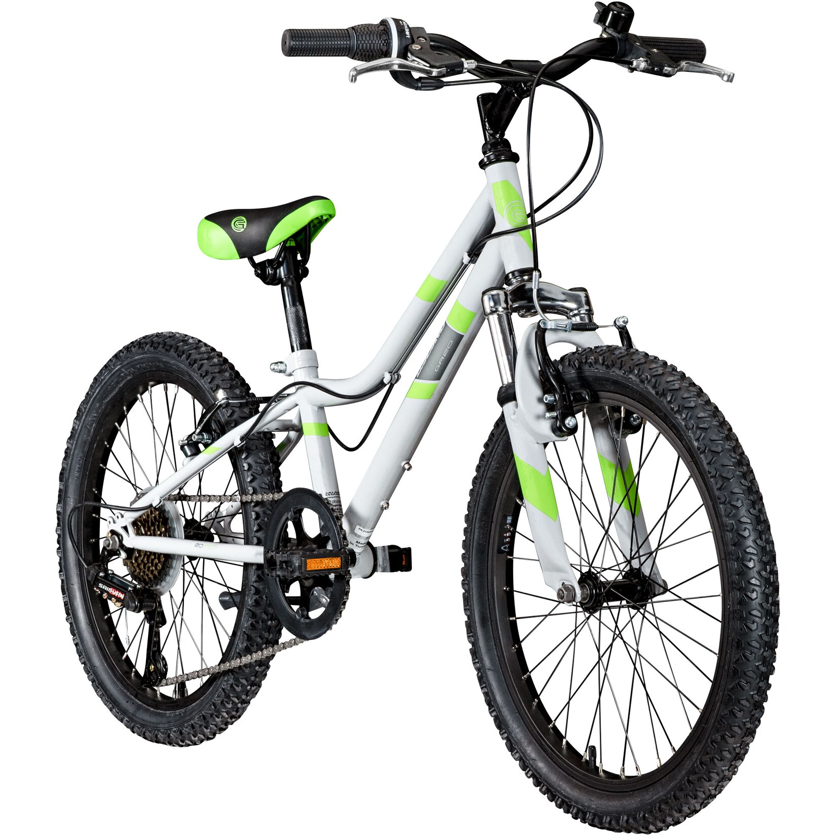 GA20 Kinderfahrrad 20 Zoll ab 5 Jahre 120 - 135 cm Mädchen Jungen Fahrrad grau/grün