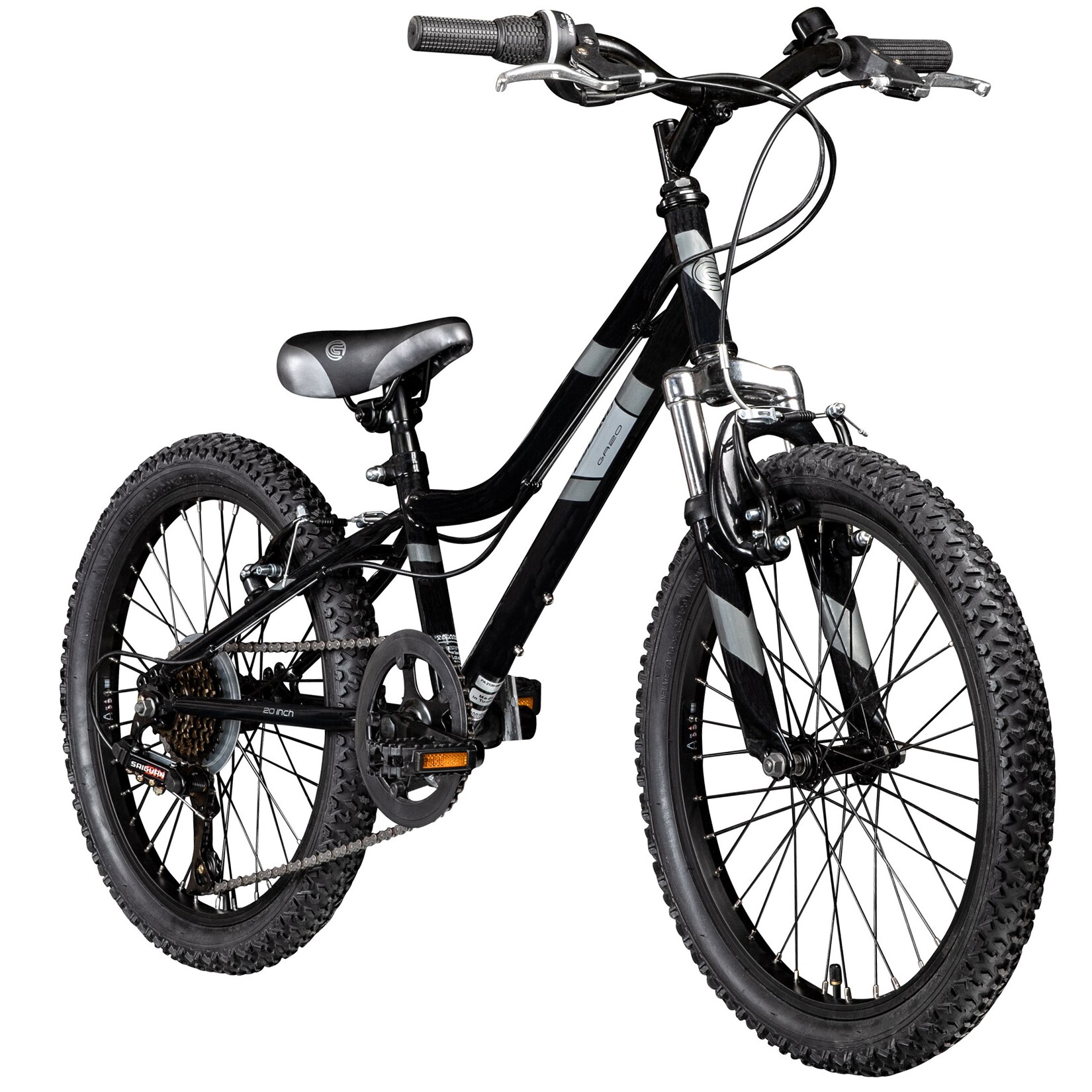 GA20 Kinderfahrrad 20 Zoll ab 5 Jahre 120 - 135 cm Mädchen Jungen Fahrrad schwarz/grau