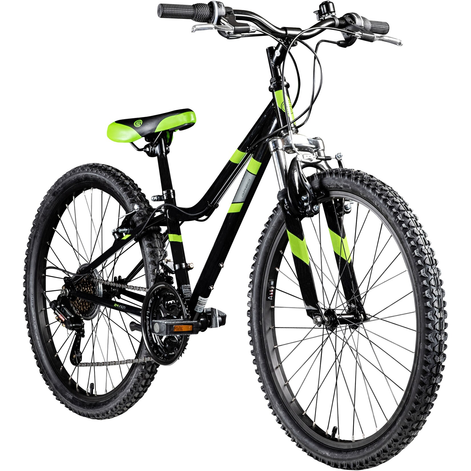 GA20 Jugendfahrrad 24 Zoll Mountainbike ab 8 Jahre 130 - 145 cm änge schwarz/grün