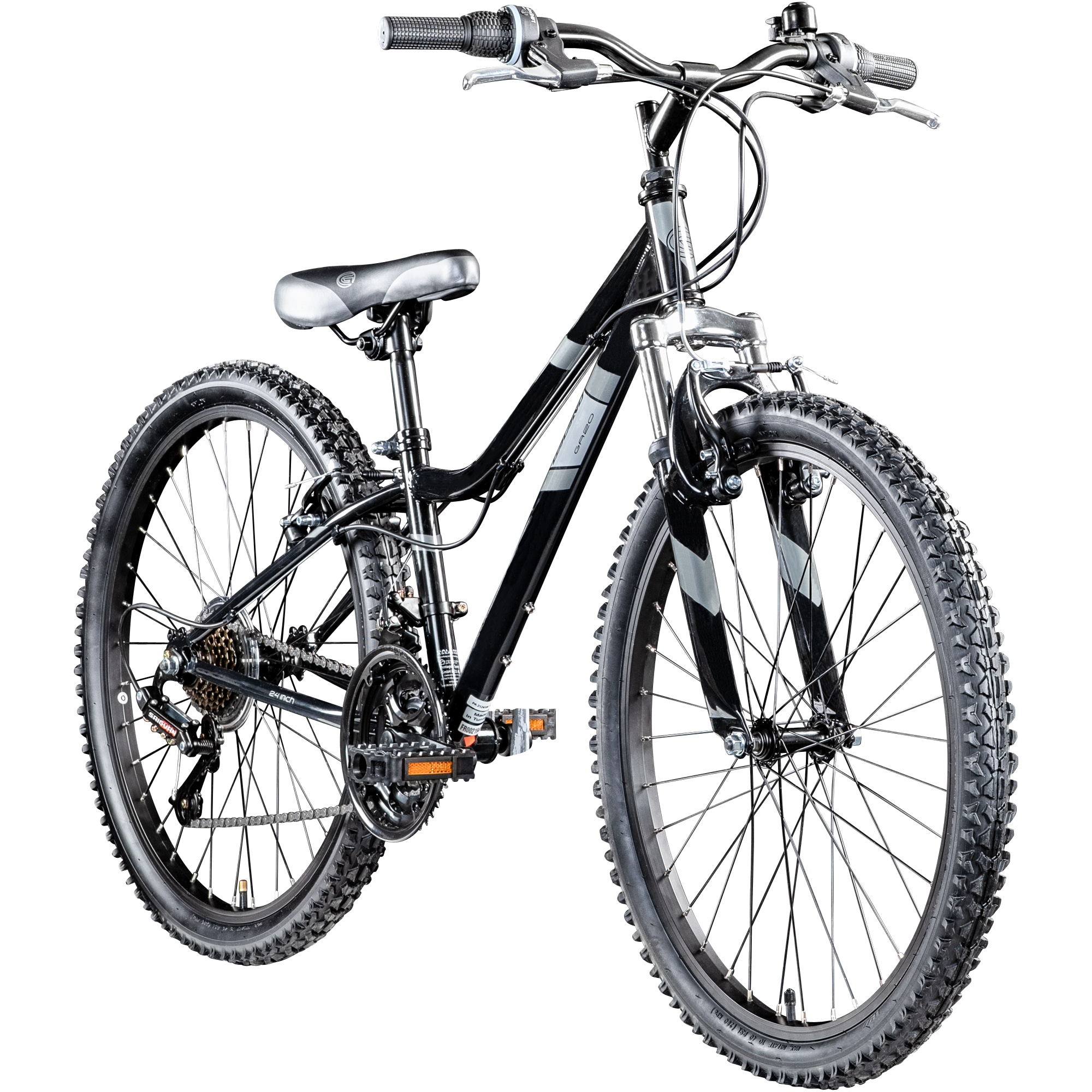 Galano GA20 Jugendfahrrad 24 Zoll Mountainbike ab 8 Jahre 130 - 145 cm 21 G&auml;nge schwarz/grau 
