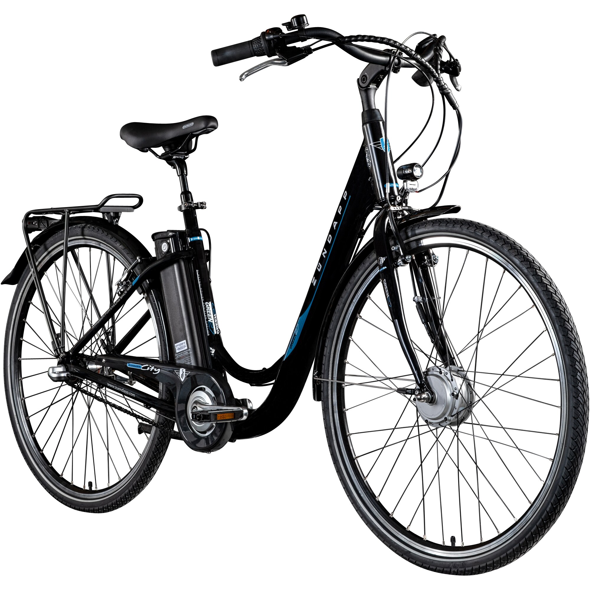 Z&uuml;ndapp Green 2.7 E Bike Damenfahrrad 28 Zoll 150 - 175 cm mit 3 Gang Nabenschaltung und R&uuml;cktritt schwarz blau 