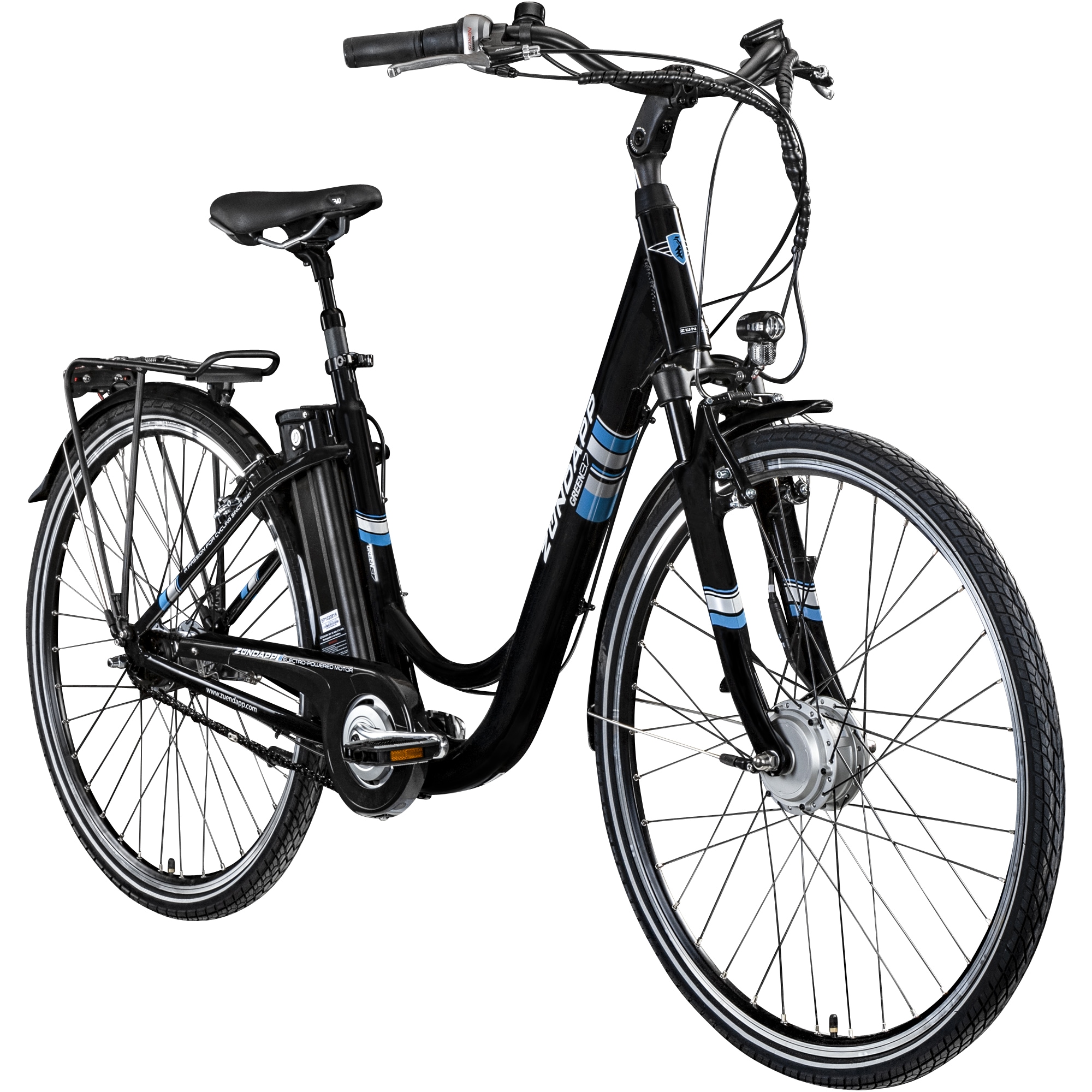 Z&uuml;ndapp Green 3.7 E Bike Damenfahrrad 28 Zoll mit Nabenschaltung 7 Gang schwarz blau 