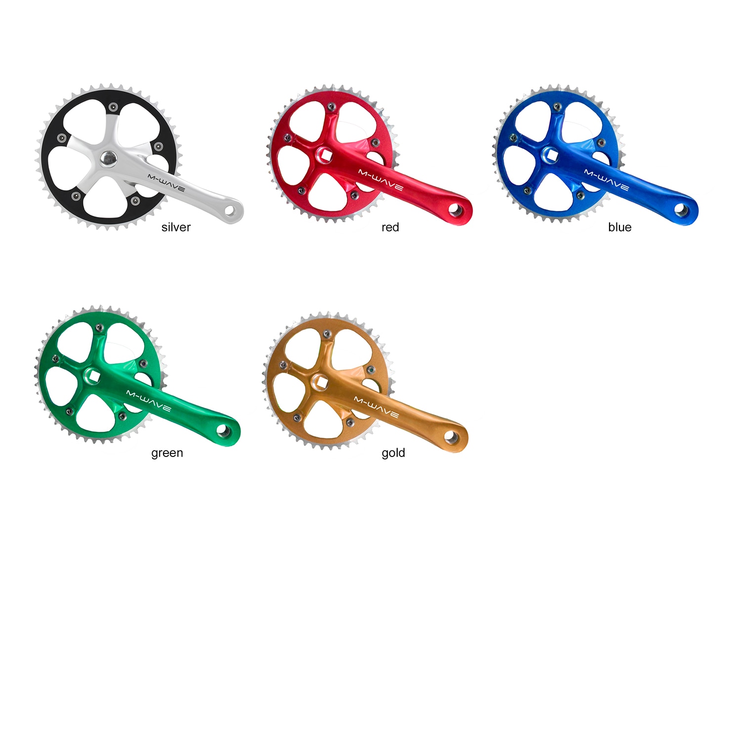 M-Wave 1-fach Kurbelgarnitur Kurbel 44 46 Z&auml;hne 165 mm JIS Vierkant Tretkurbel Fahrradkurbel Kettenradgarnitur Singlespeed Fixie 