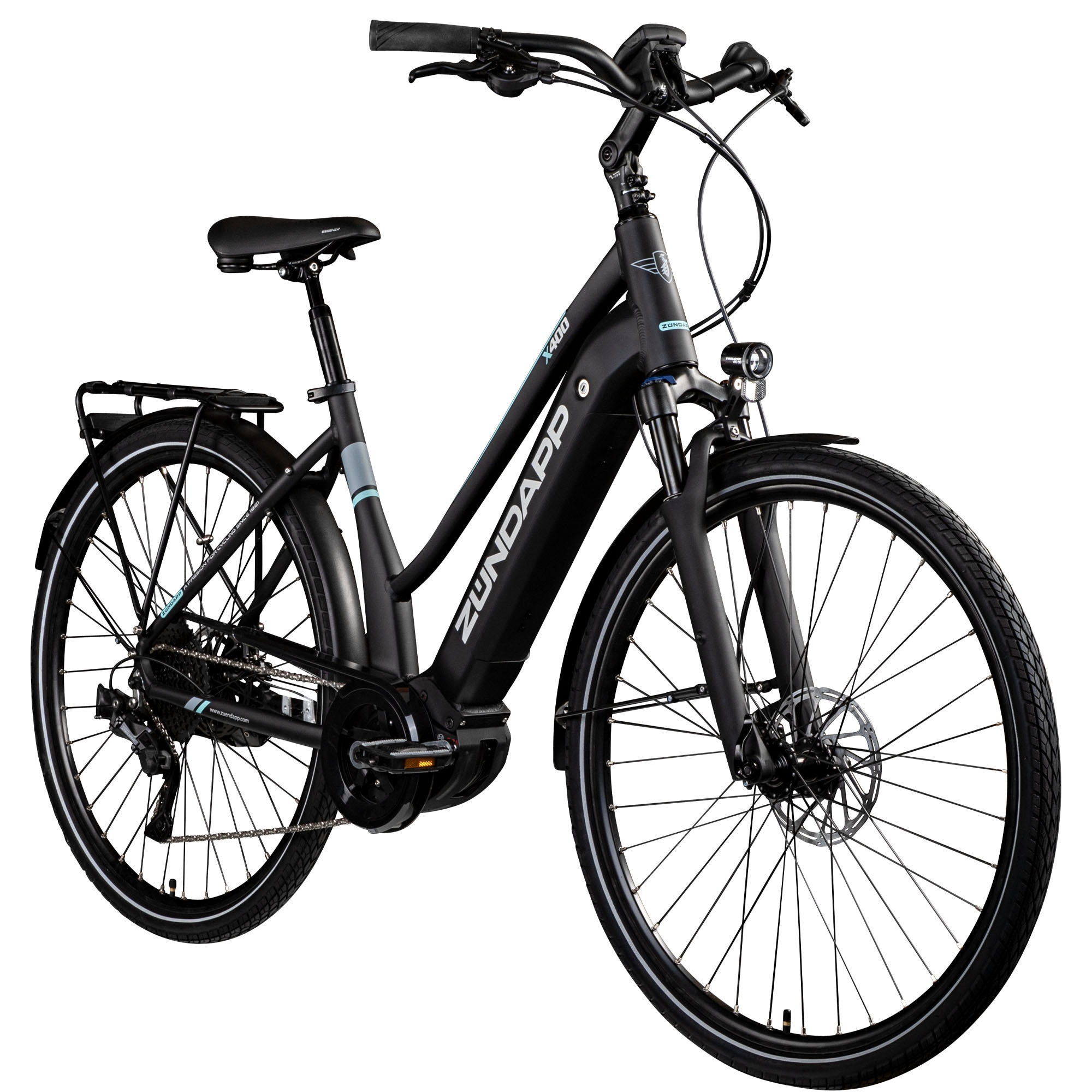 Z&uuml;ndapp X400 E Bike Trekkingrad 28 Zoll E Fahrrad 155 - 170 cm Pedelec Bosch schwarz/t&uuml;rkis 