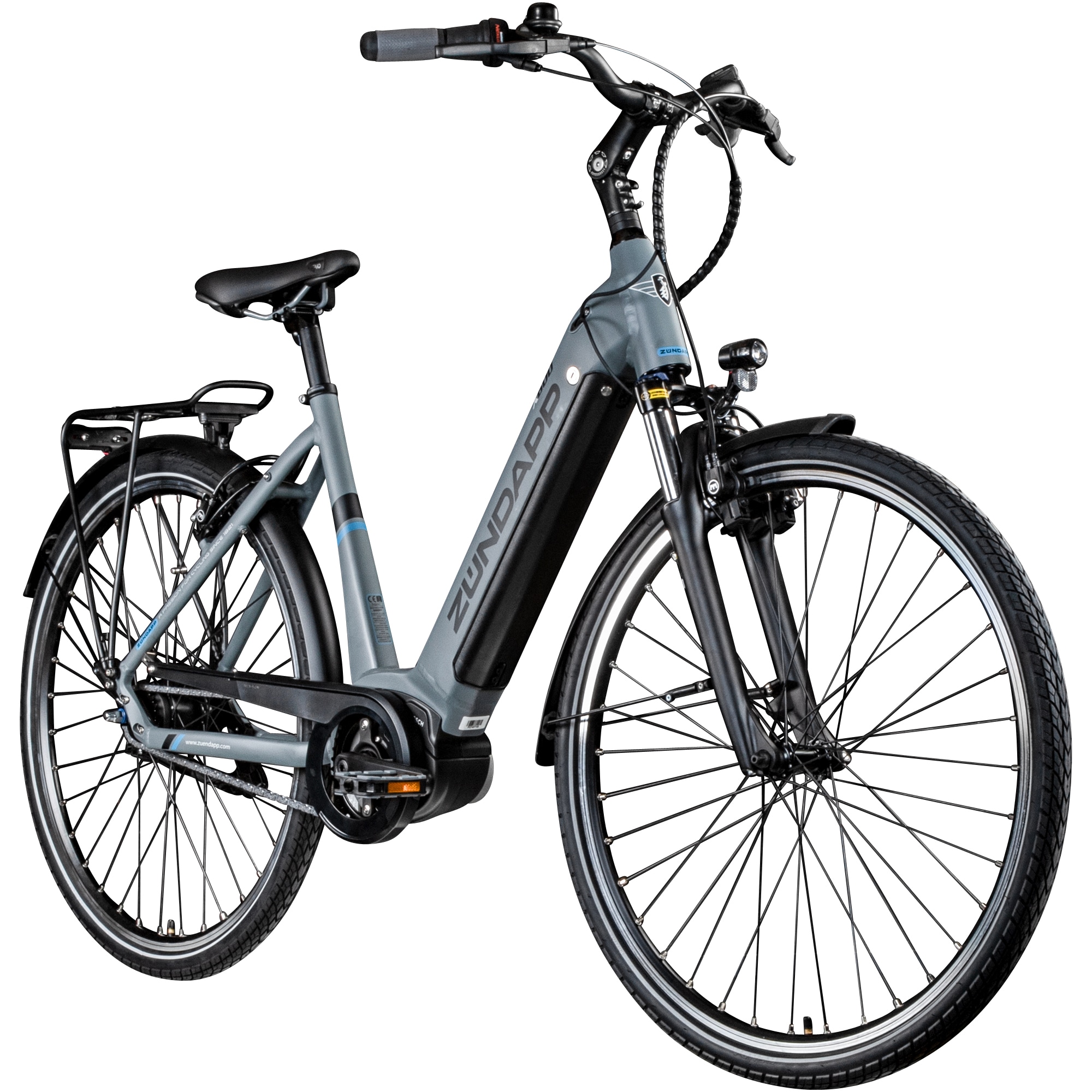 Z&uuml;ndapp X600 E Bike Damenfahrrad 155 - 180 cm Stadtrad Pedelec Bosch grau/blau 