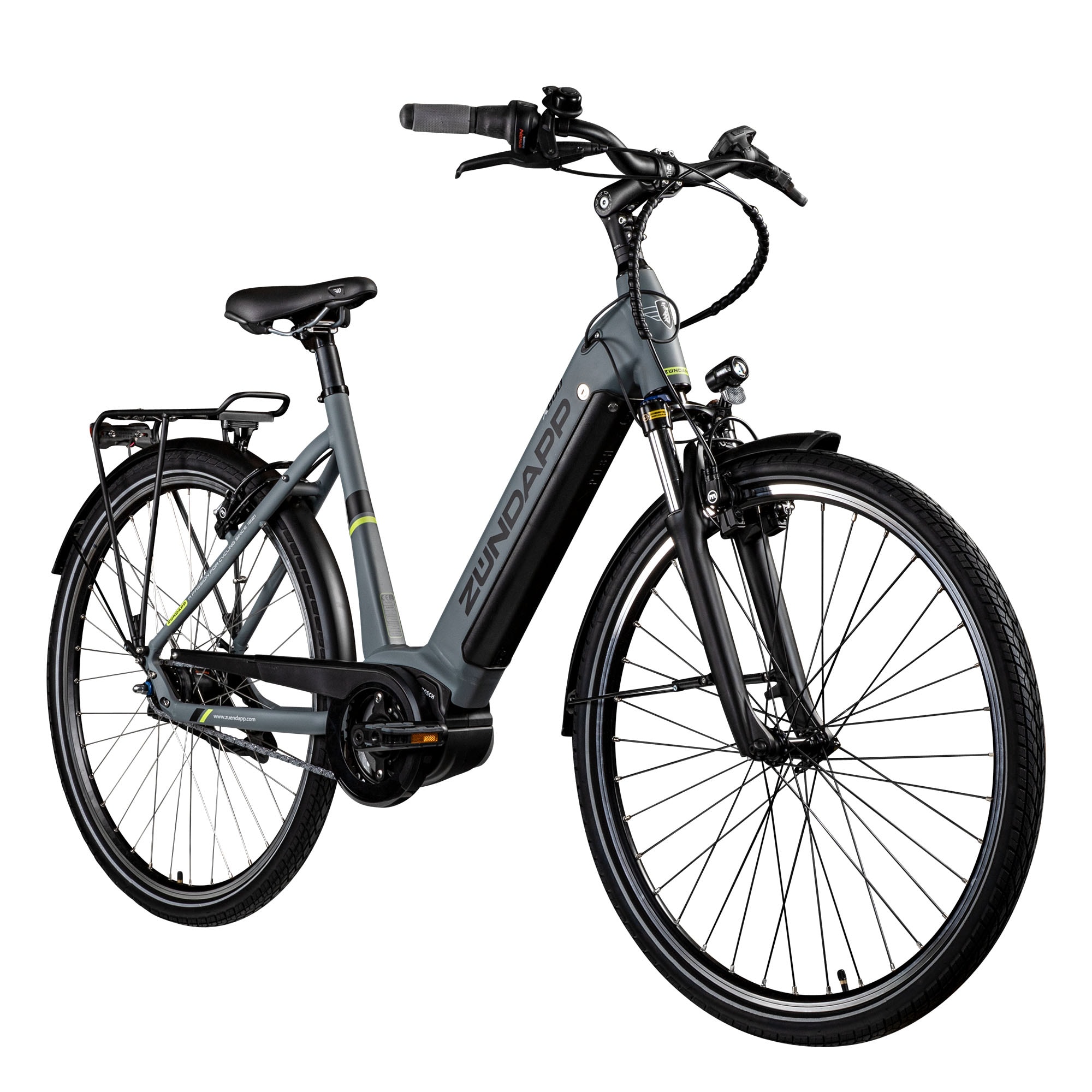 Z&uuml;ndapp X600 E Bike Damenfahrrad 155 - 180 cm Stadtrad Pedelec Bosch grau/gelb 